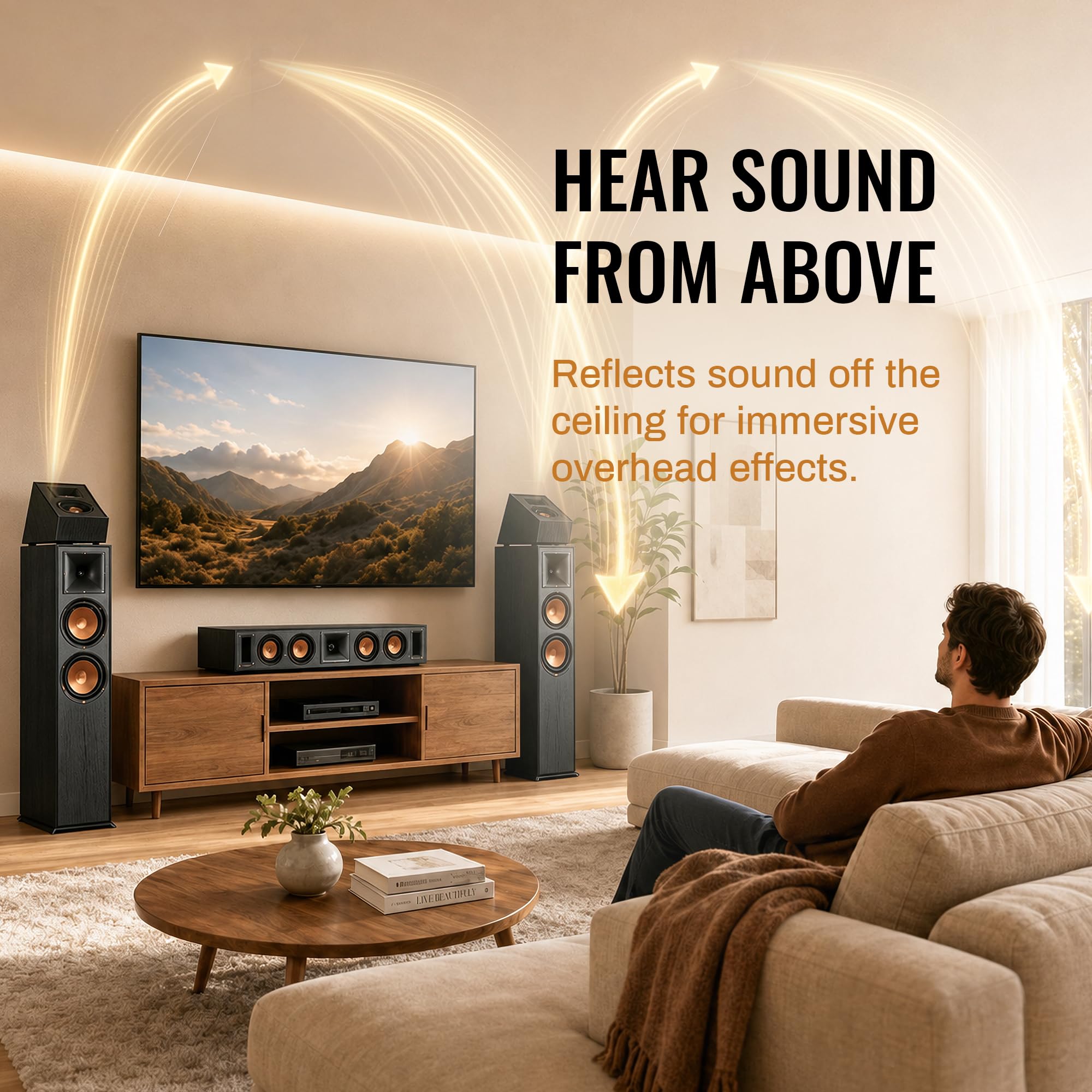 Klipsch R-41SA Powerful Detailed Home Speaker Set of 2 Black Use on compatible tower or bookshelf speakers for reflected height effects, or wall-mount as elevation or surround speakers. - Image 2