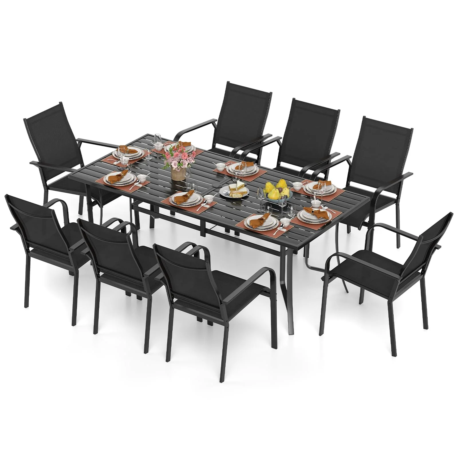 Tangkula 9 Pieces Patio Dining Set for 8 - Image 10