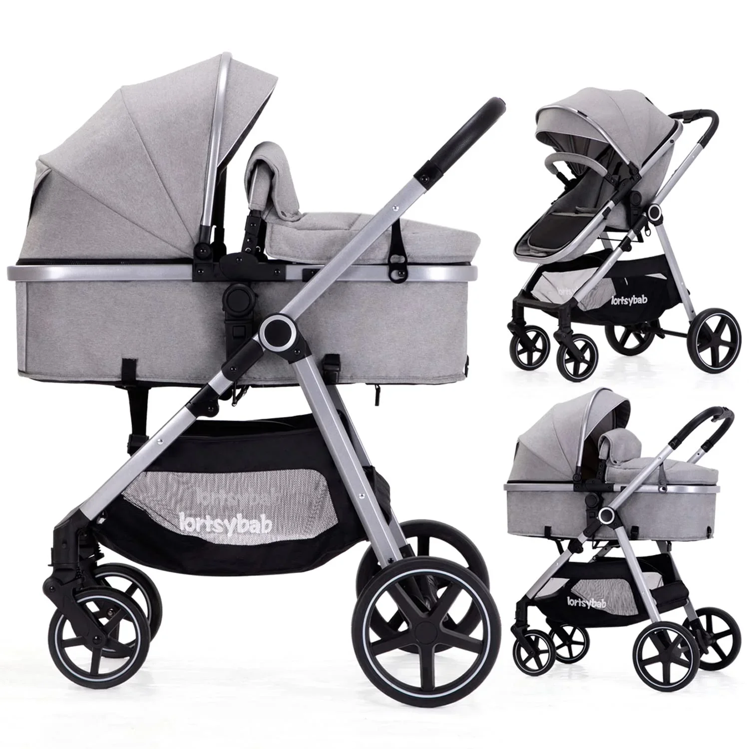Lortsybab 2-in-1 Baby Stroller Folding Infant Newborn Pram Stroller with Reversible Seat - Image 4
