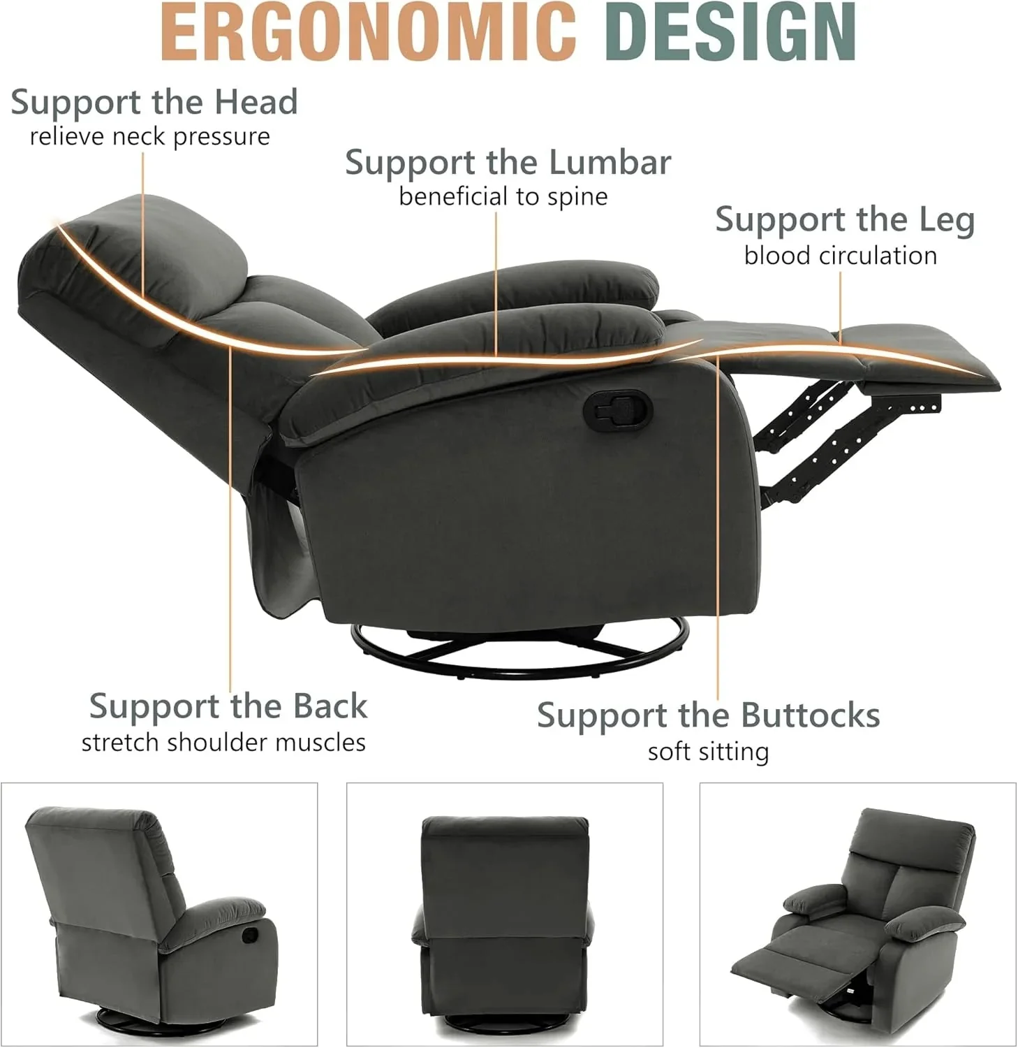 Small Swivel Rocker Recliner Chair for Compact Spaces - Image 10