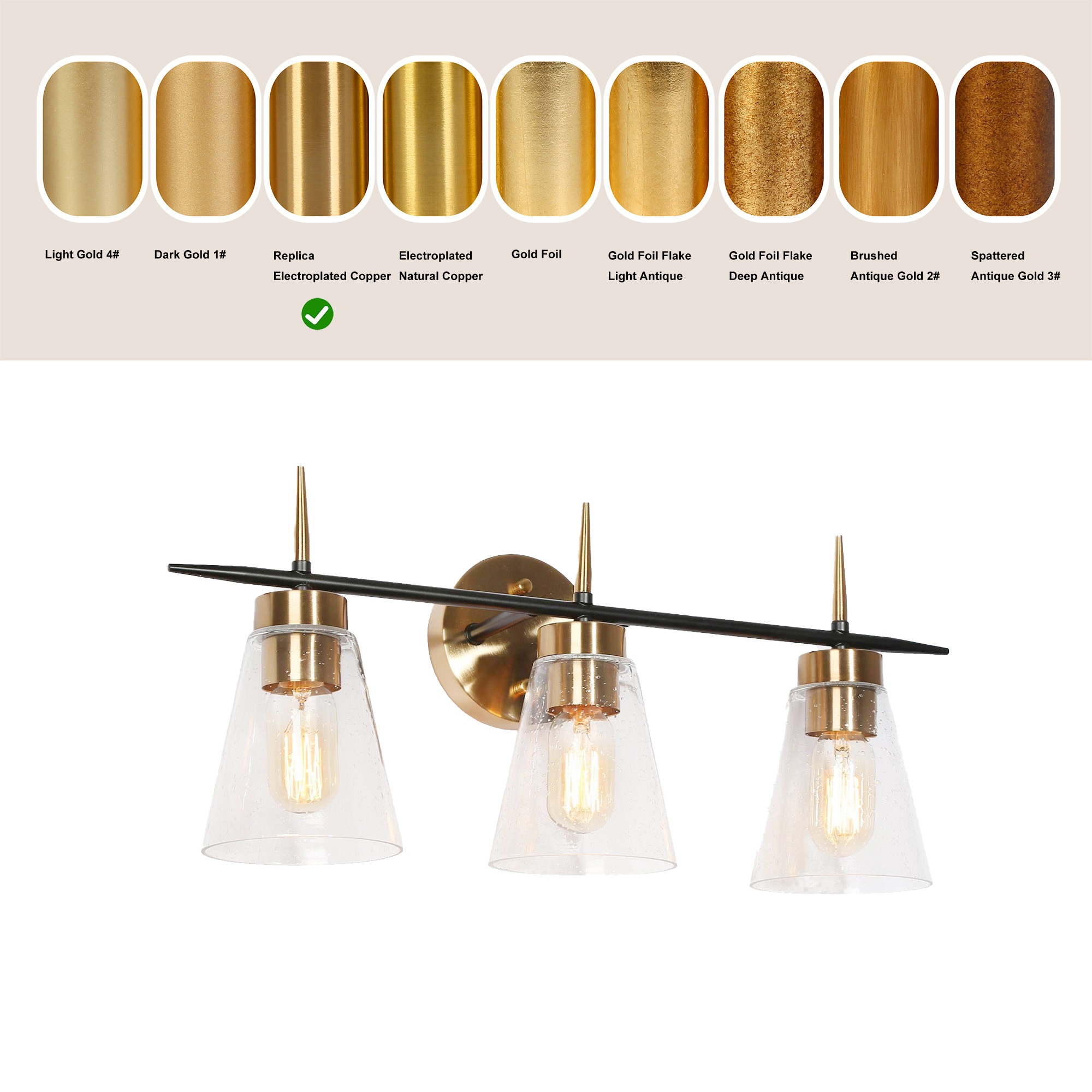 Uolfin 23-in 3 Light Matte Multiple colors Modern/contemporary Bathroom Vanity light - Image 16