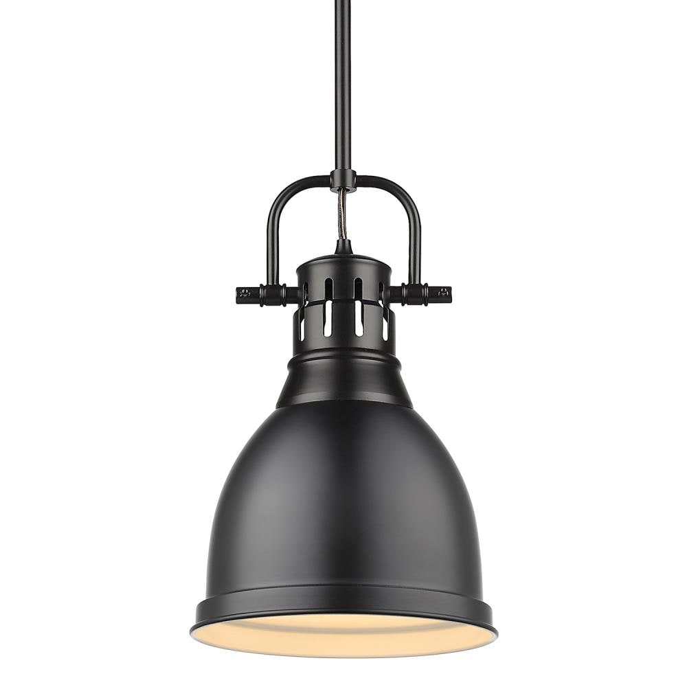 Golden Lighting Duncan 1 -Light Black Transitional Metal Dome Mini Hanging Pendant Light