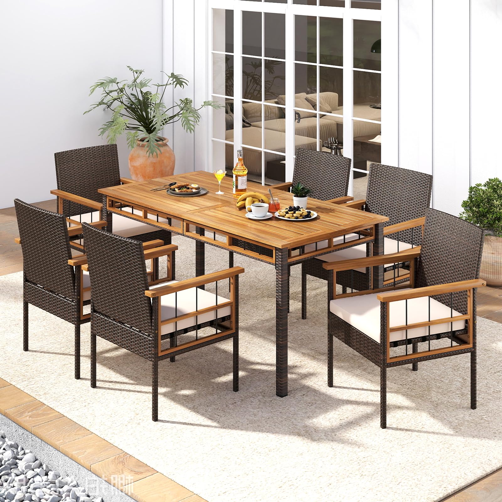 Tangkula 7 Pieces Wicker Patio Dining Set - Image 4