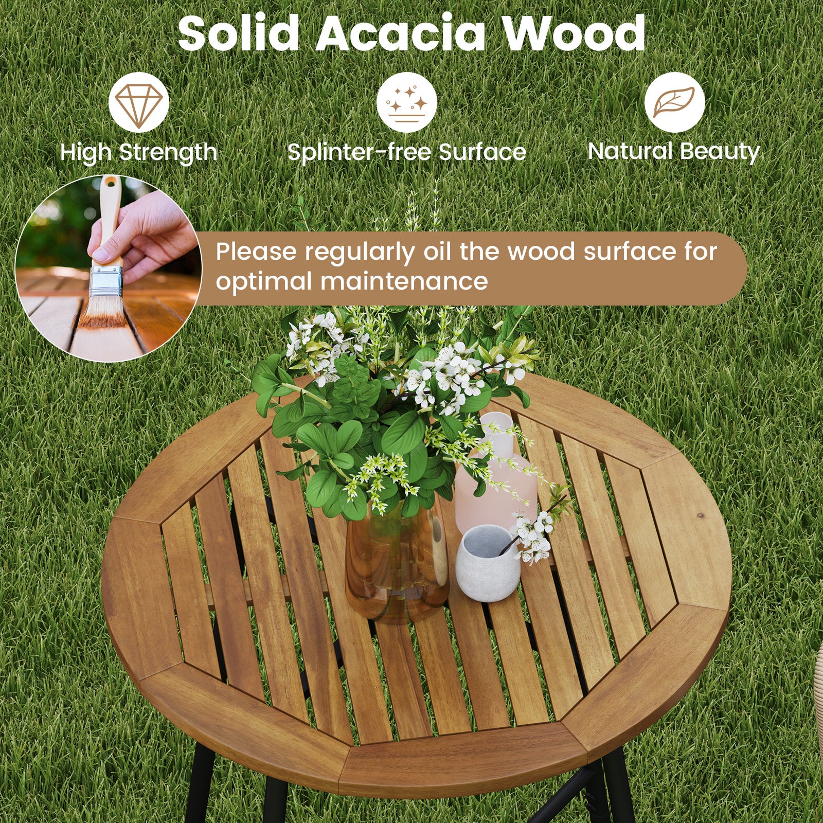 Tangkula 3 Pieces Rope Woven Patio Bar Set, Counter Height Bistro Set w/Soft Cushions - Image 5