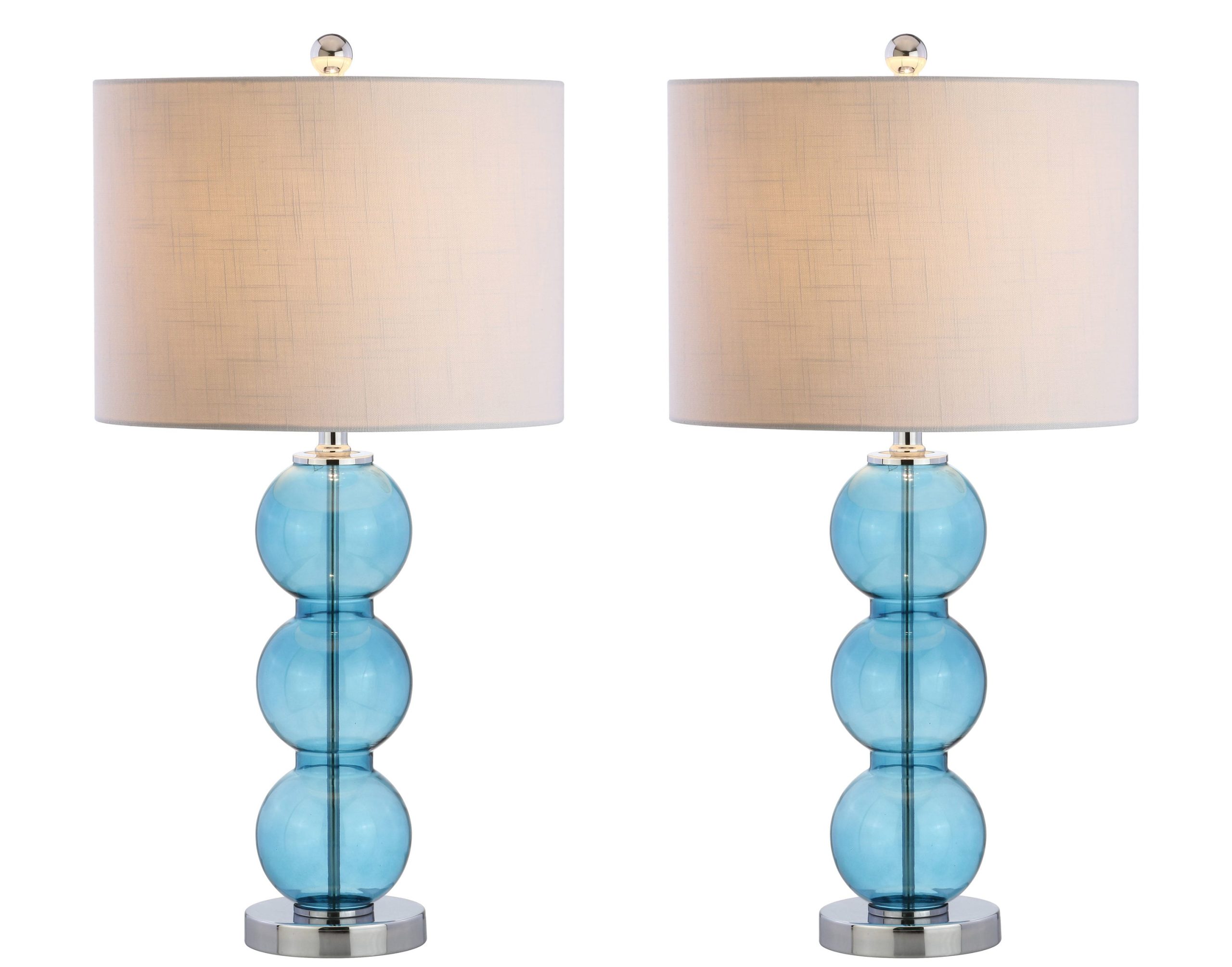 JONATHAN Y Claire Crystal Glam 28.5-in Brass Gold LED Rotary socket Table Lamp with Linen Shade ( Set of 2 ) - Image 2