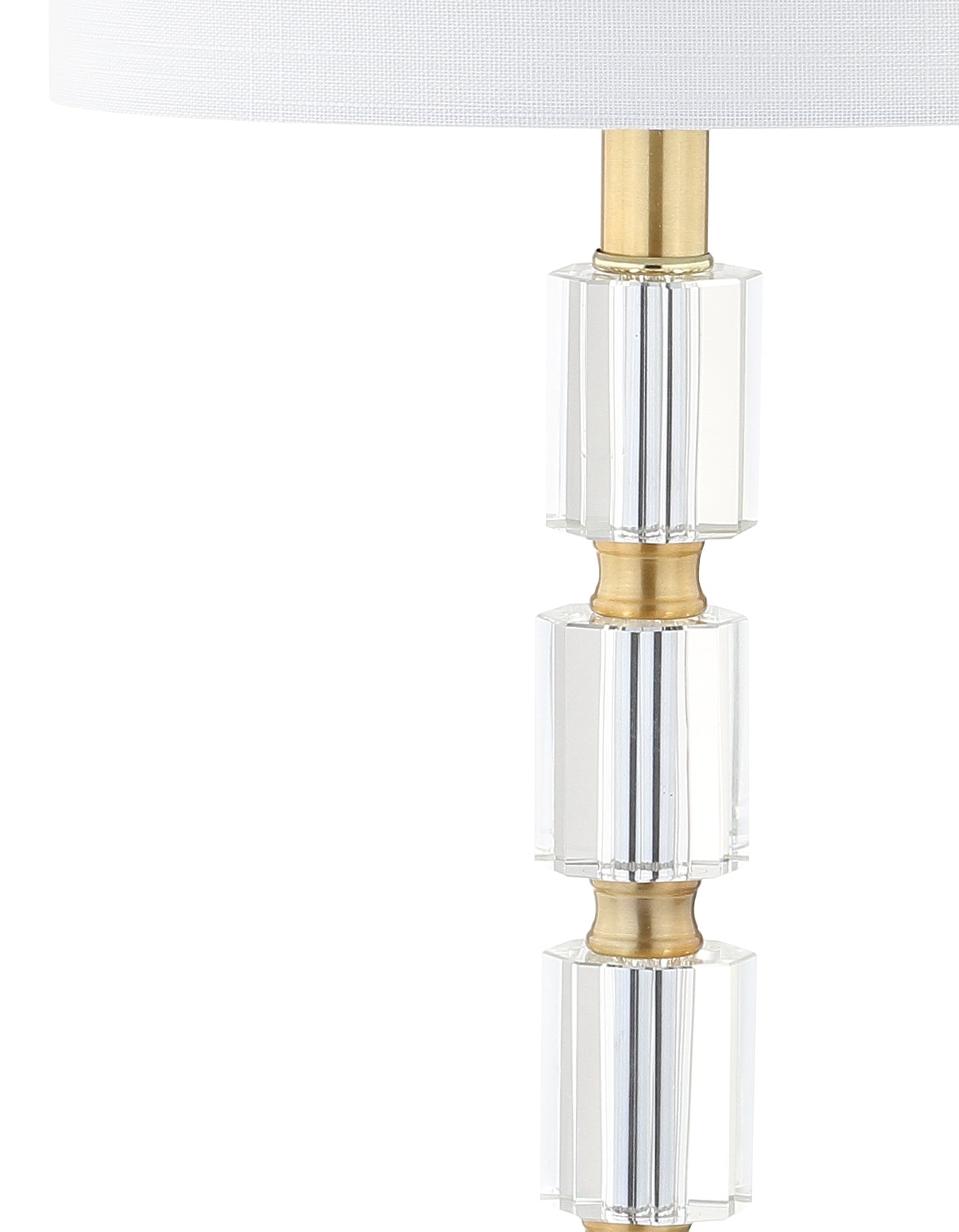 JONATHAN Y Claire Crystal Glam 28.5-in Brass Gold LED Rotary socket Table Lamp with Linen Shade ( Set of 2 ) - Image 5