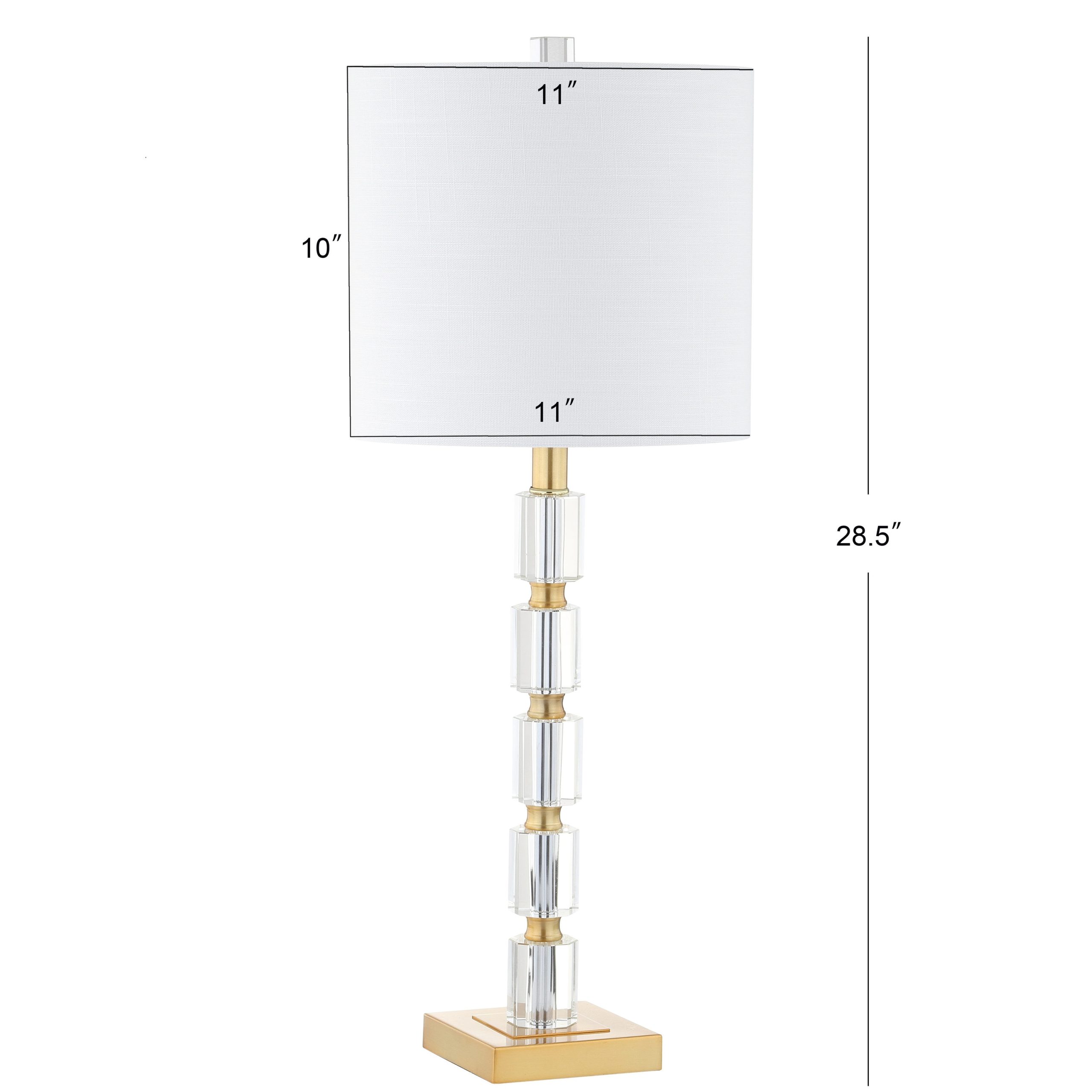 JONATHAN Y Claire Crystal Glam 28.5-in Brass Gold LED Rotary socket Table Lamp with Linen Shade ( Set of 2 ) - Image 4