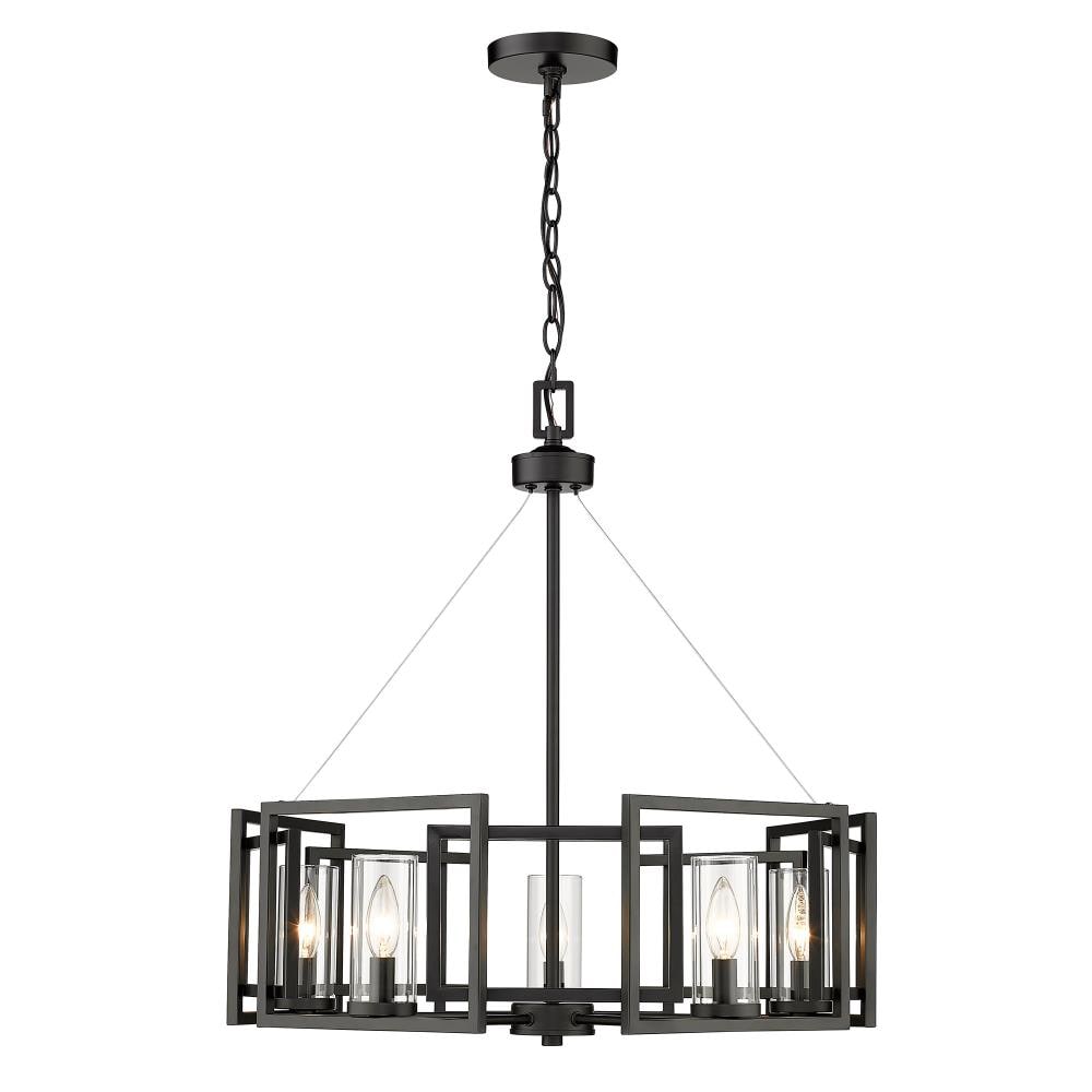 Golden Lighting Marco 5 -Light Matte Black Clear glass Metal Chandelier - Image 2
