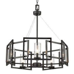 Golden Lighting Marco 5 -Light Matte Black Clear glass Metal Chandelier