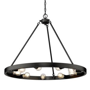Golden Lighting Castile 9 -Light Matte Black Metal Chandelier