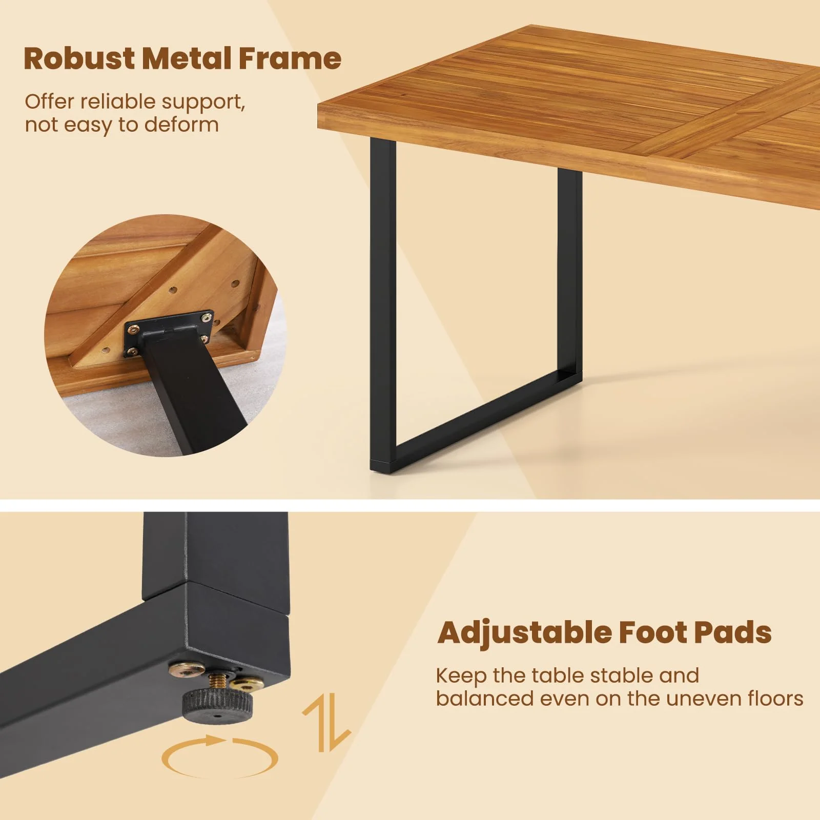 Tangkula 3 Pieces Patio Dining Table Set - Image 7