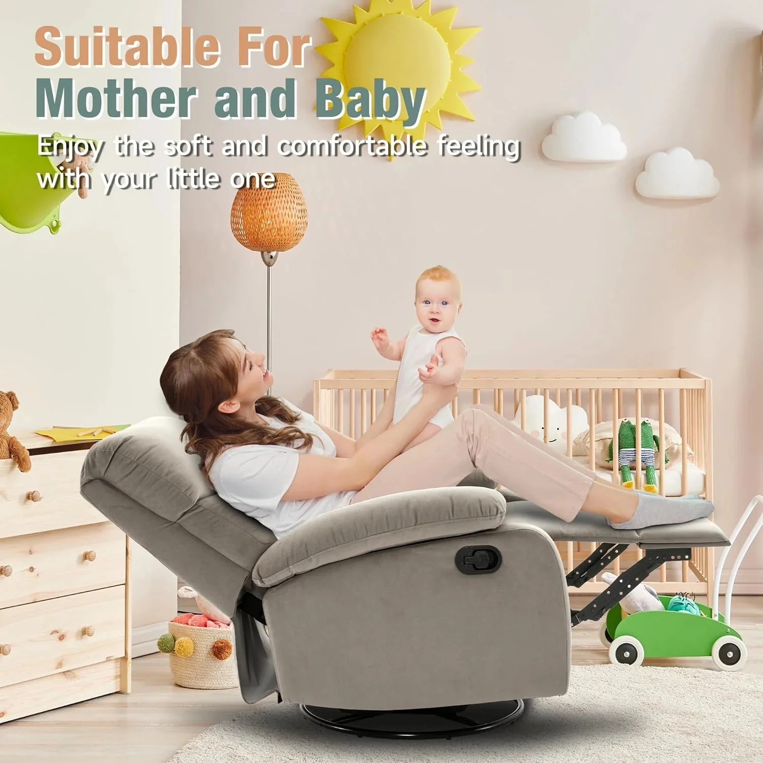 Small Swivel Rocker Recliner Chair for Compact Spaces - Image 44