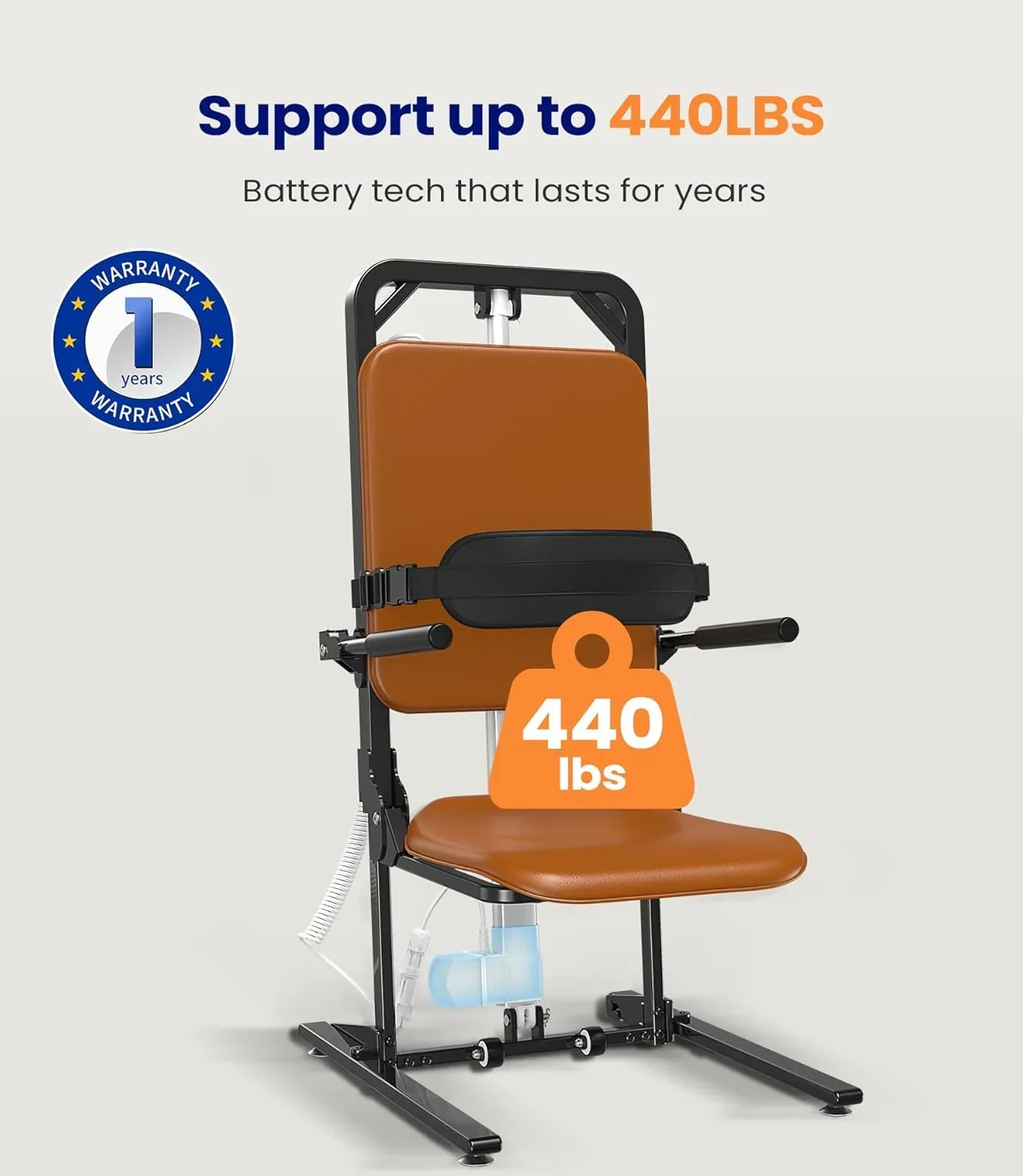 MAIDeSITe Electric Floor Lift Chair, 200 kg Load Capacity, Brown, 78 cm x 48 cm x 31 cm - Image 3
