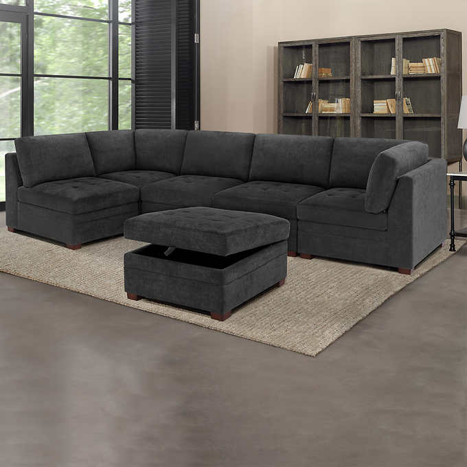Thomasville Tisdale Fabric Sectional with Storage Ottoman - Image 6