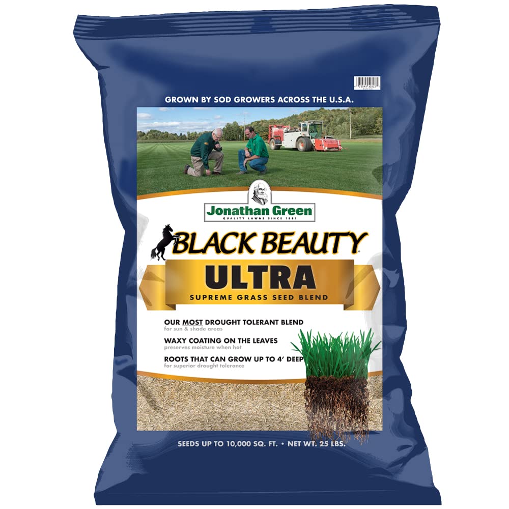 Jonathan Green Black Beauty Ultra Grass Seed - 25 lb Drought Tolerant Blend, For Sun & Shade Areas