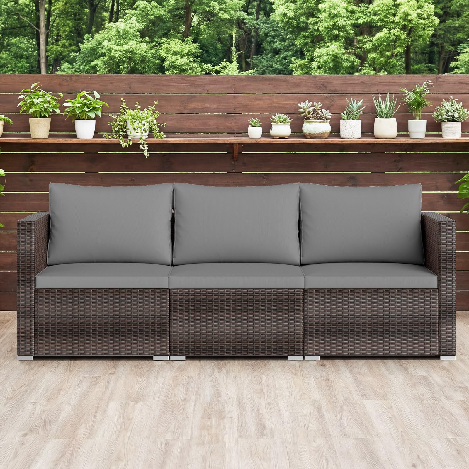 Tangkula 3 Pieces Patio Sectional Sofa Set with Soft Cushions - Image 5