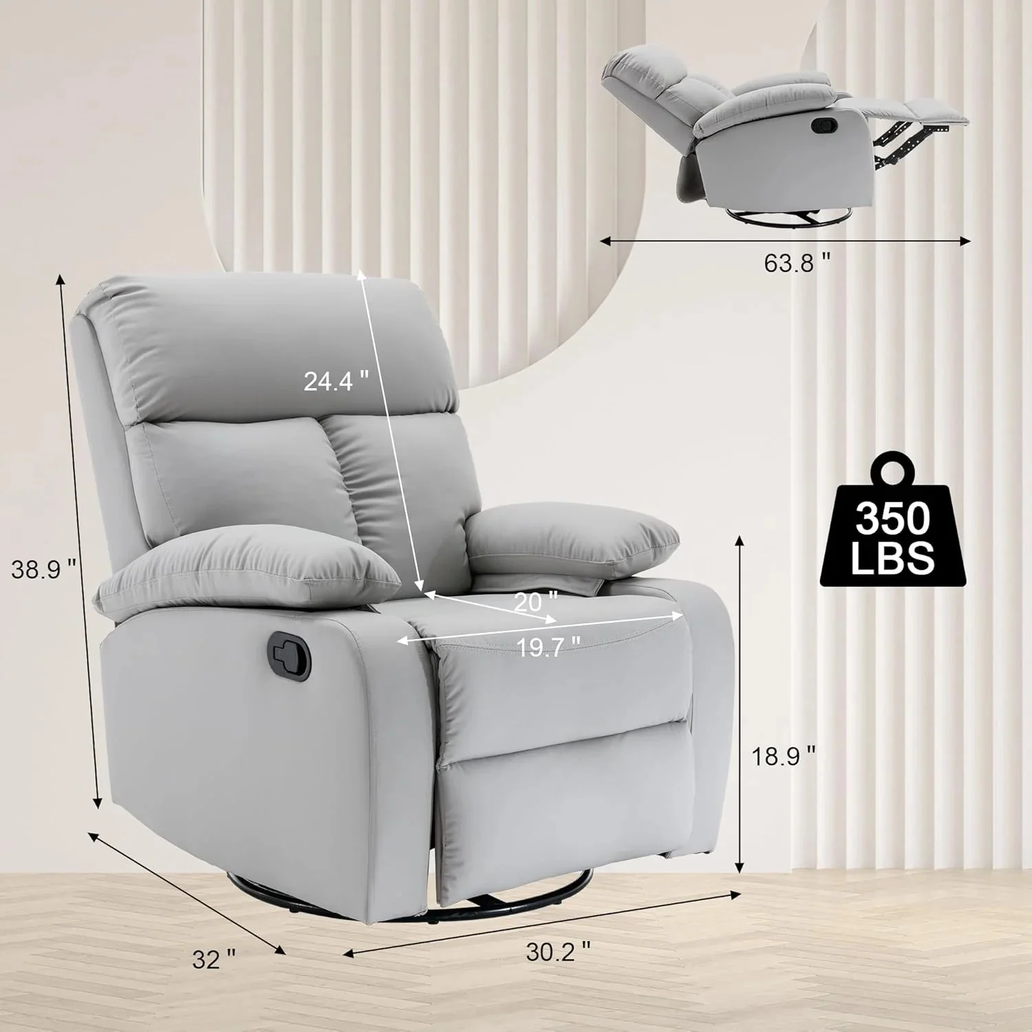 Small Swivel Rocker Recliner Chair for Compact Spaces - Image 47
