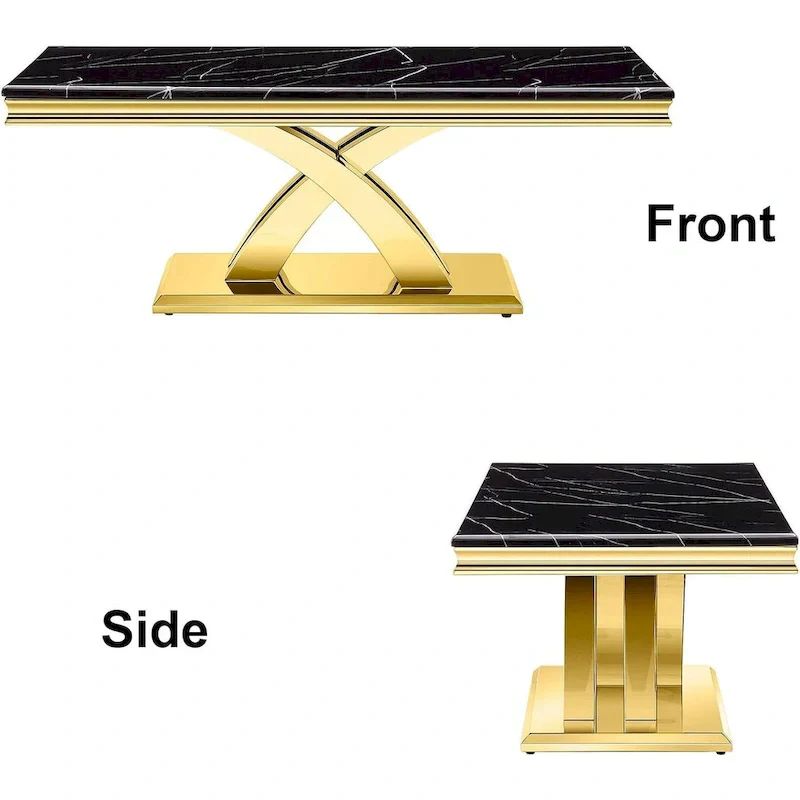 Modern Coffee Table 48 Rectangular Coffee Table with X Base Pedestal Coffee Tables for Living Room - Image 11