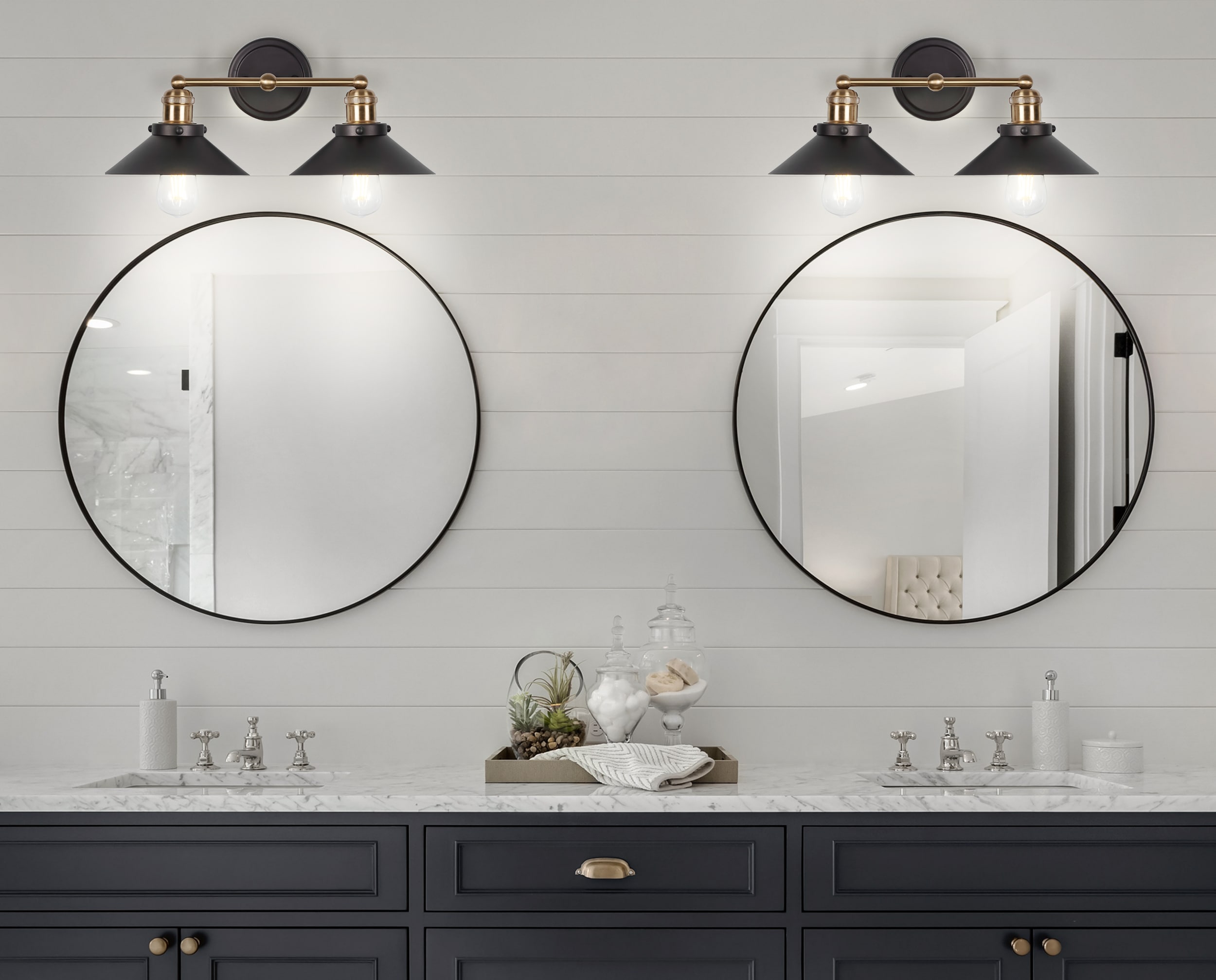 JONATHAN Y July Metal Transitional 17.5-in 2 Light Brushed Black Modern/contemporary Bathroom Vanity light - Image 5