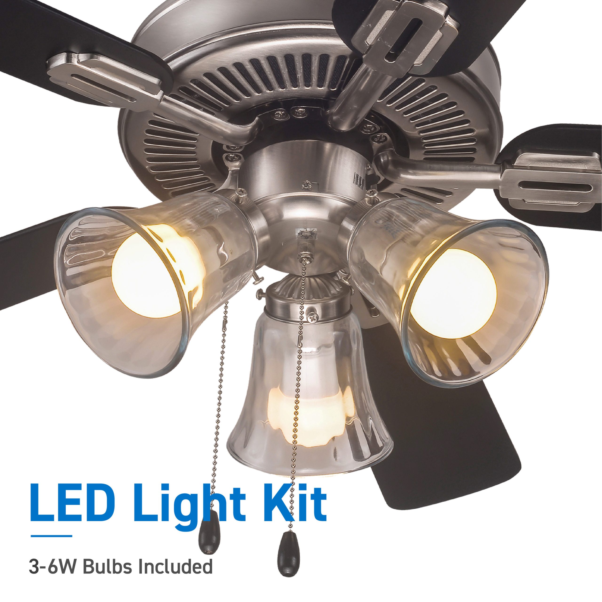 Commercial Cool 42-in Nickle Downrod or Flush Mount Ceiling Fan With Light Chain - Image 6