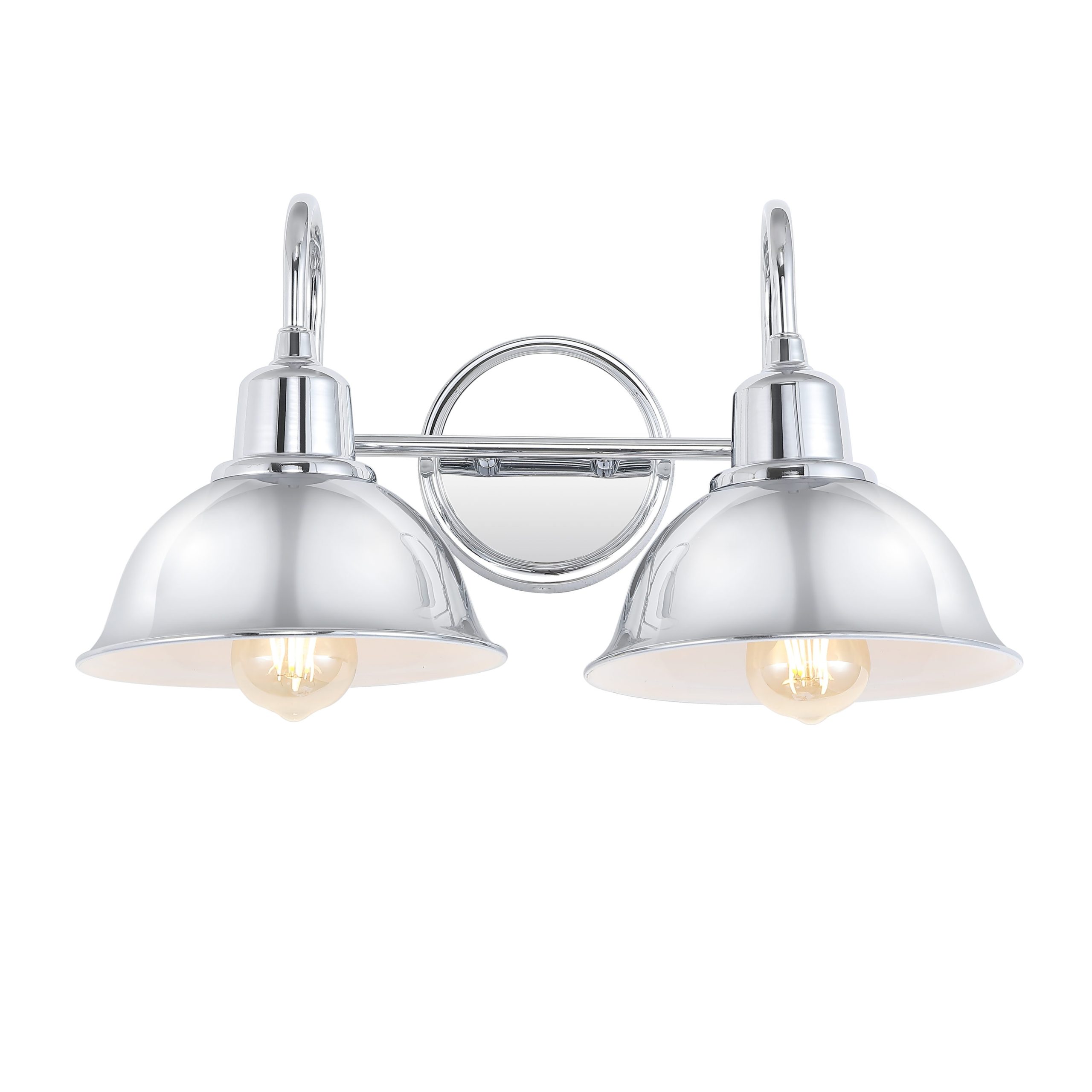 JONATHAN Y Frisco Iron Shade Farmhouse Industrial 17.25-in 2 Light Polished Chrome Rustic Bathroom Vanity light - Image 3