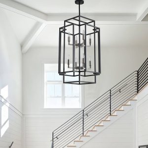 Aiwen 8 -Light Black Plug in Metal Metal Chandelier