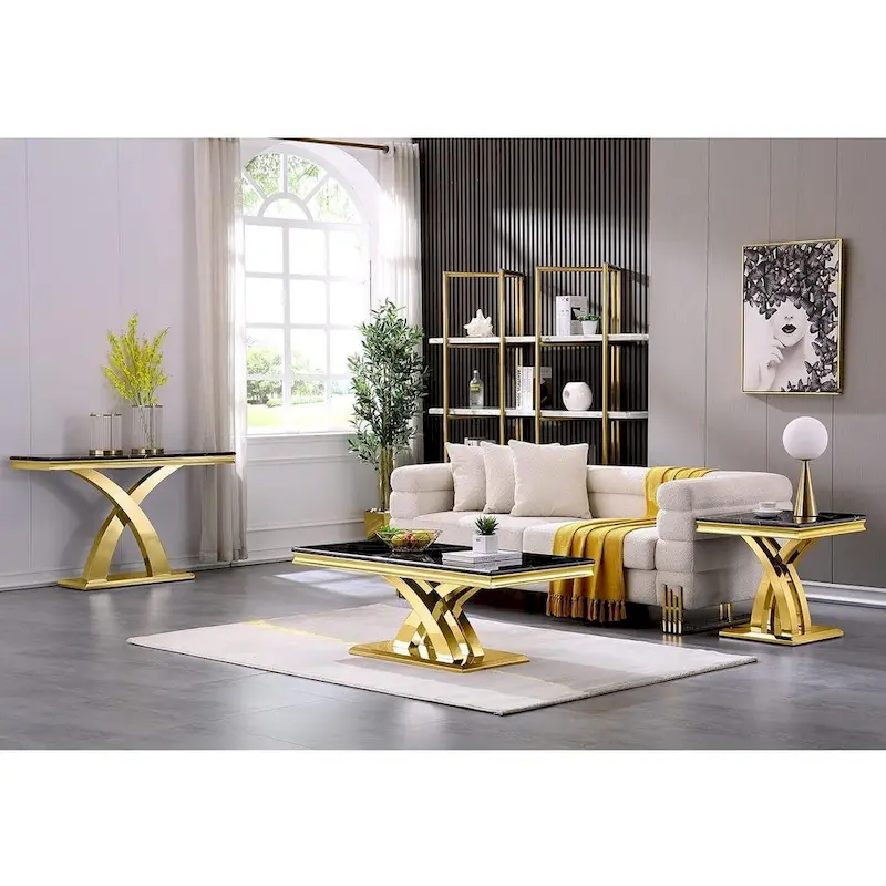 Modern Coffee Table 48 Rectangular Coffee Table with X Base Pedestal Coffee Tables for Living Room - Image 10