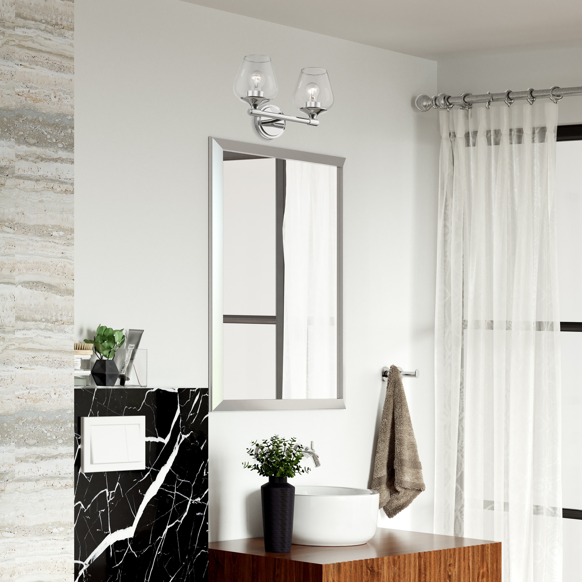 Livex Lighting Willow 15-in 2 Light Polished Chrome Transitional Bathroom Vanity light - Image 9
