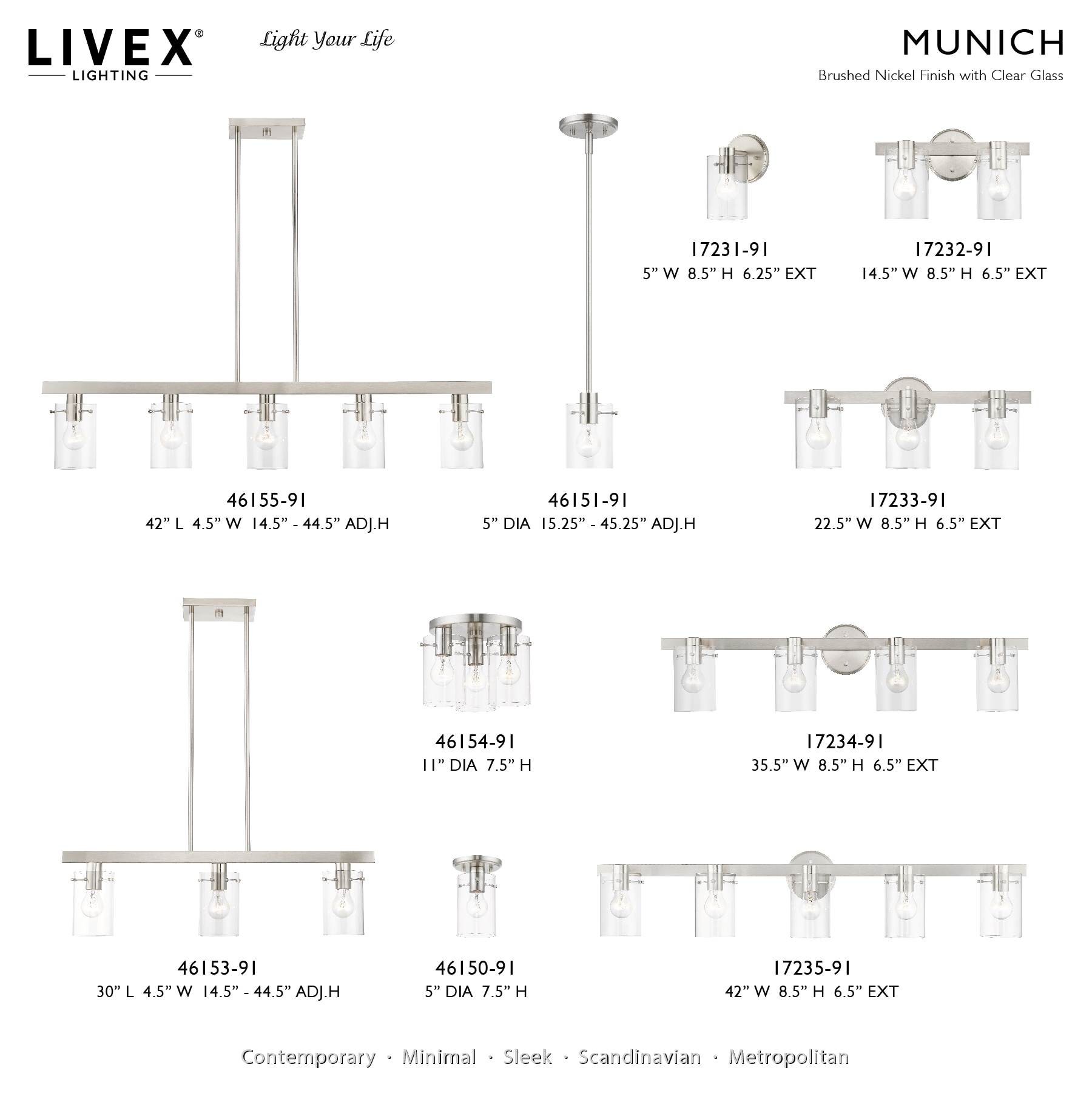 Livex Lighting Munich 42-in 5 Light Brushed Nickel Modern/contemporary Bathroom Vanity light - Image 15