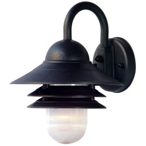HomeRoots 1 -Light 13-in H Black Hardwired Outdoor Wall Light