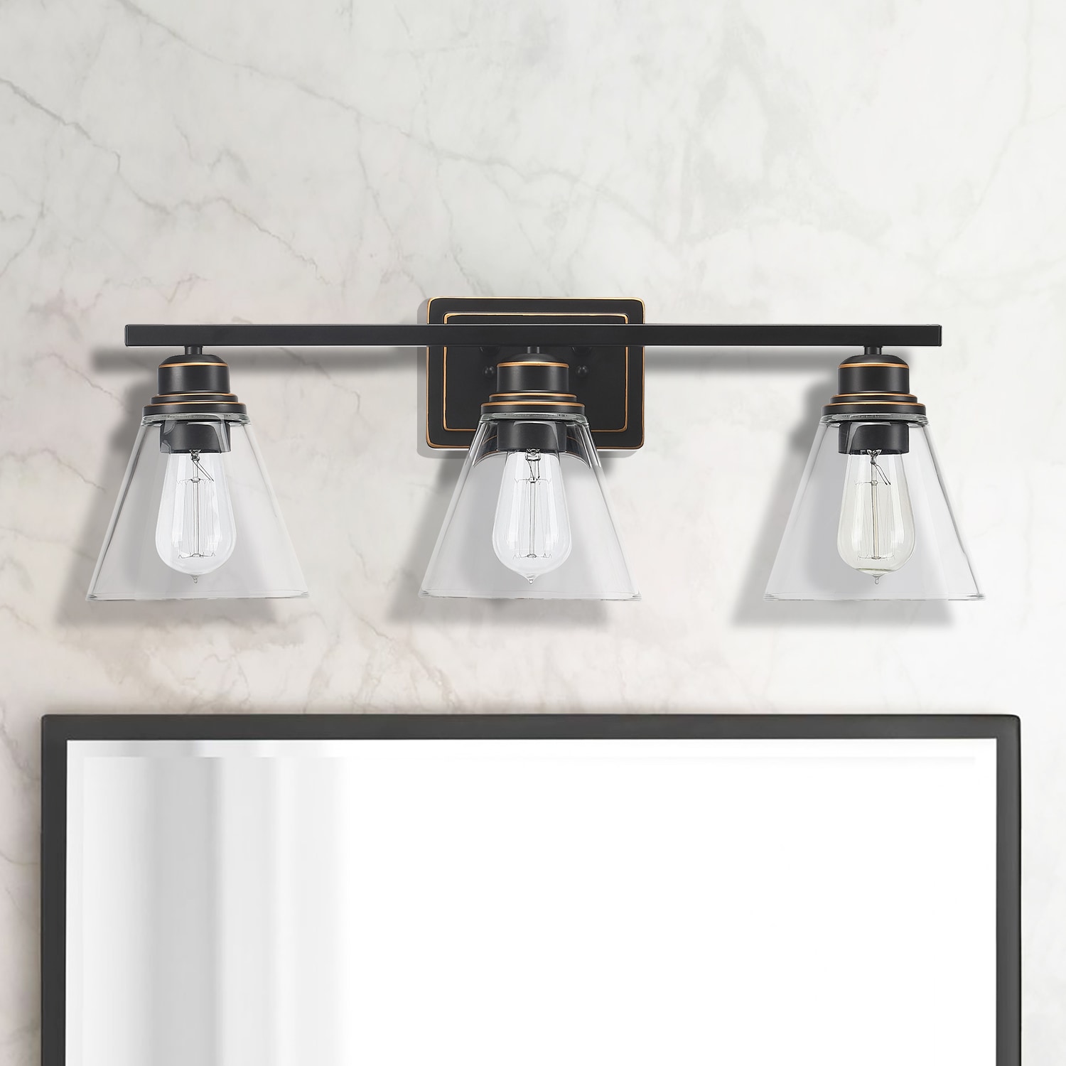 WELLFOR TC Vanity Light 26-in 3 Light Oil-rubbed Bronze Modern/contemporary Bathroom Vanity light - Image 4
