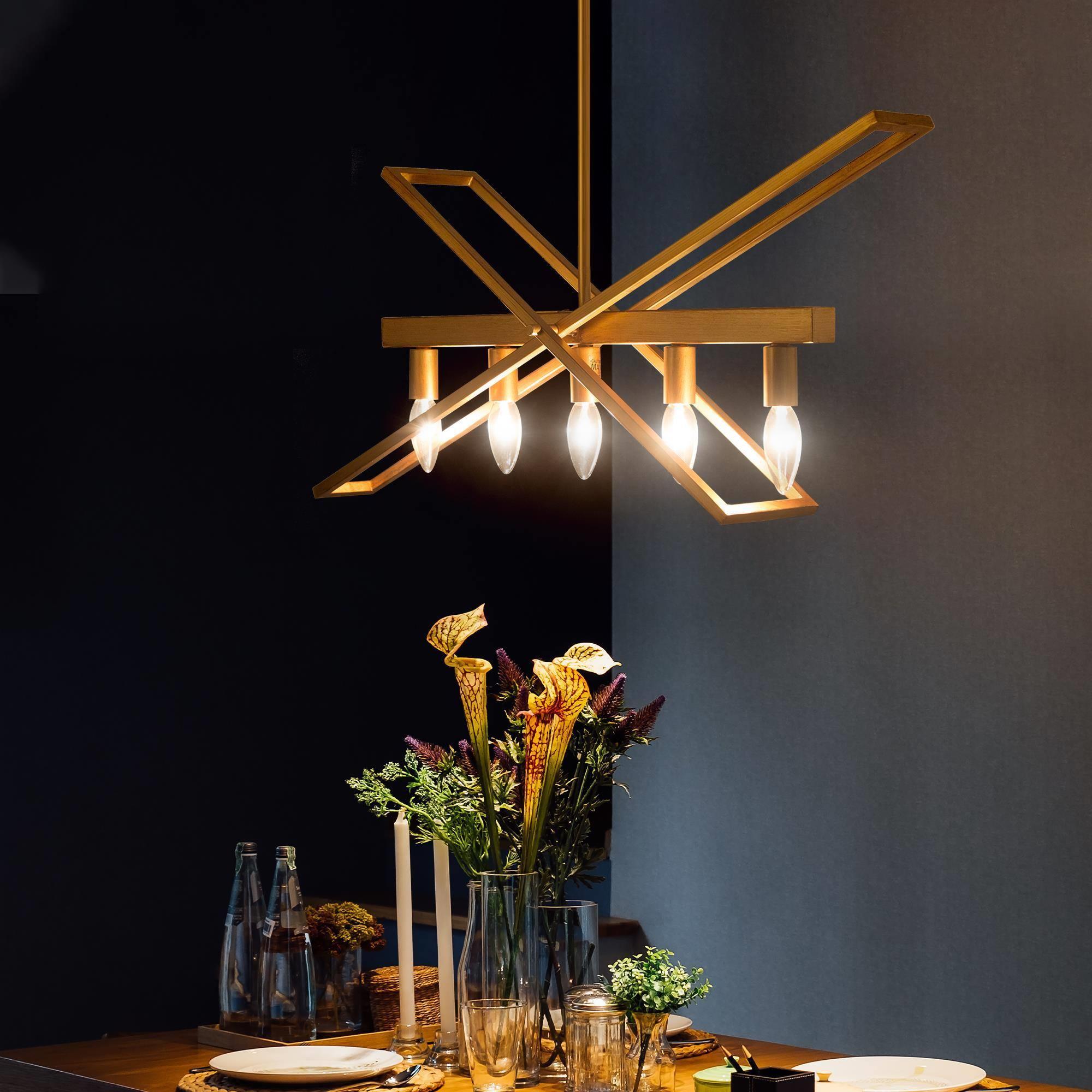 Uolfin 5 -Light Antique Gold Metal Metal Chandelier - Image 4