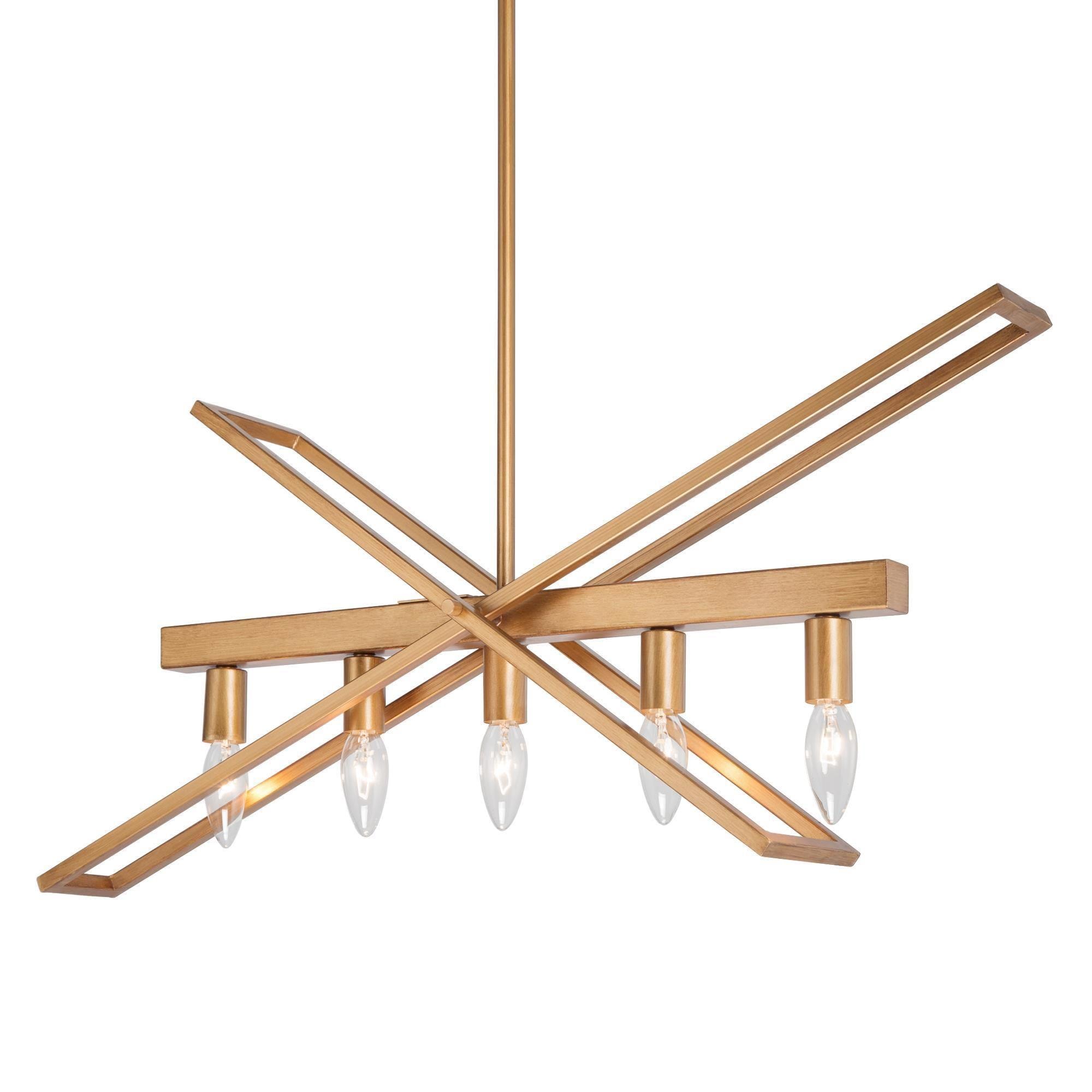 Uolfin 5 -Light Antique Gold Metal Metal Chandelier - Image 2
