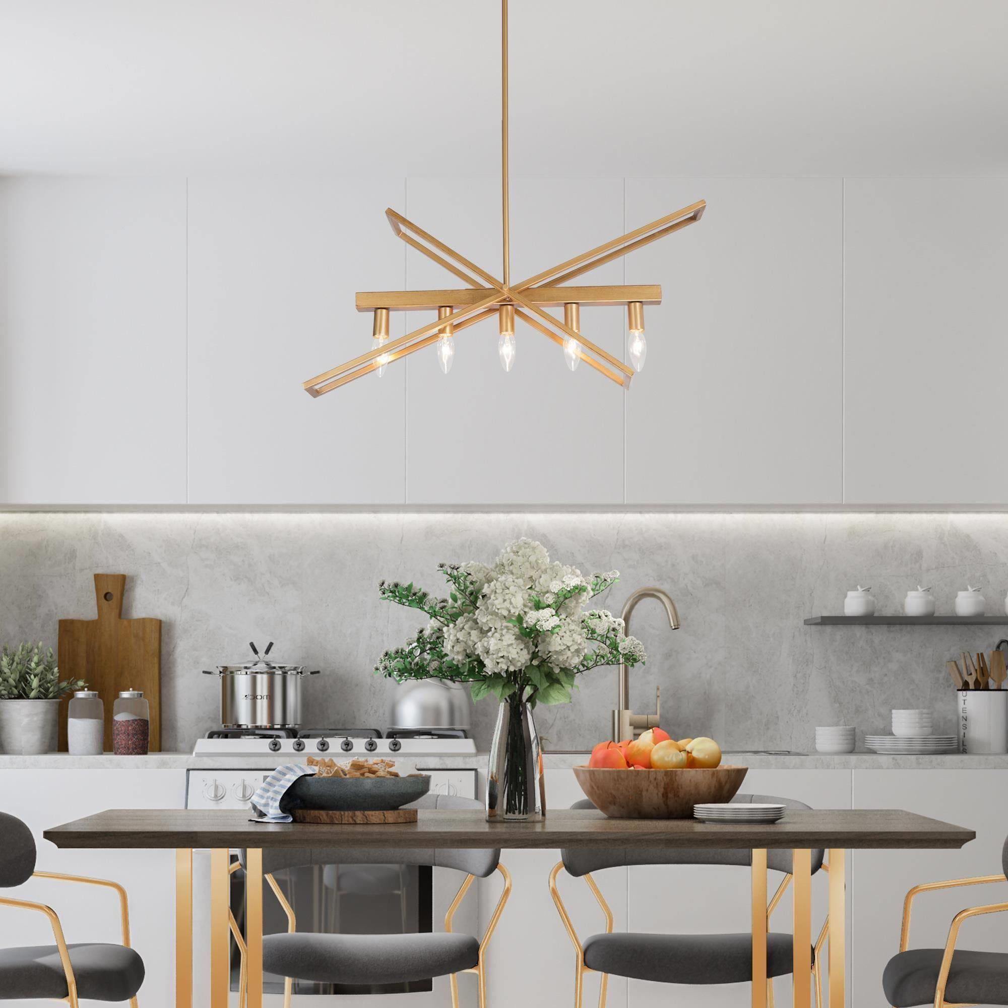 Uolfin 5 -Light Antique Gold Metal Metal Chandelier - Image 8