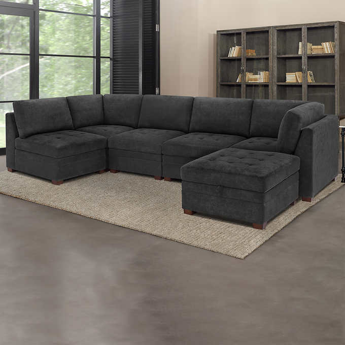 Thomasville Tisdale Fabric Sectional with Storage Ottoman - Image 8