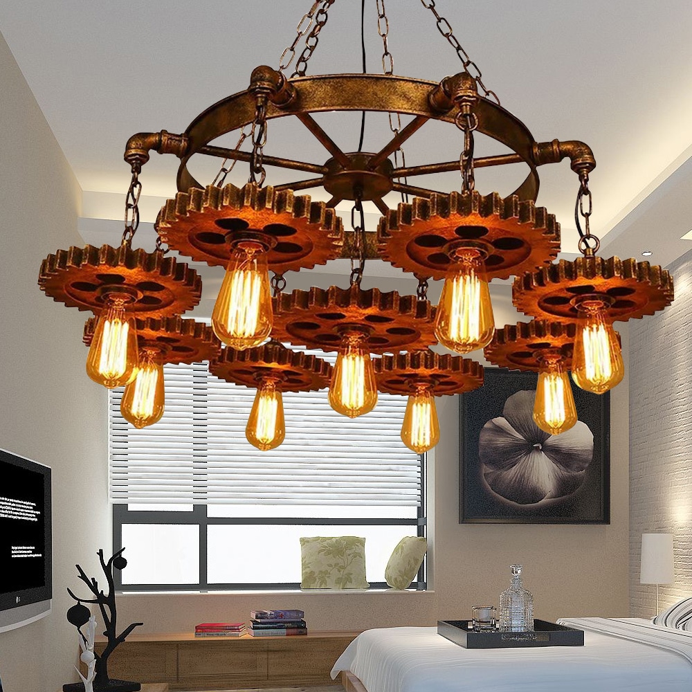 Oukaning 9 -Light Brown Metal Chandelier - Image 10