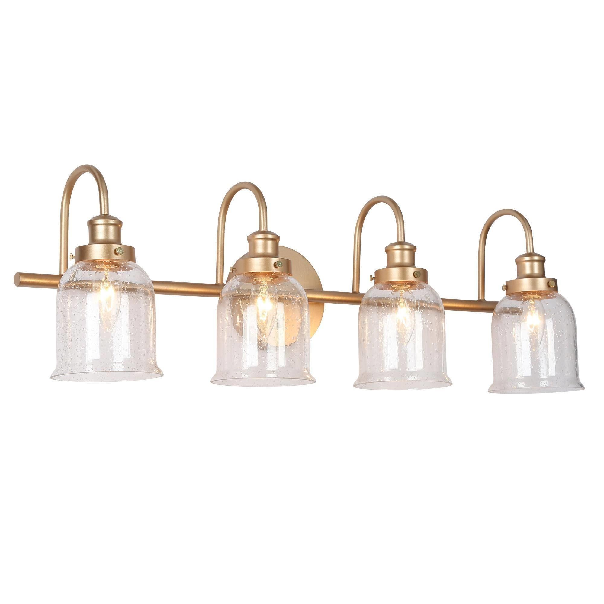 Uolfin 28-in 4 Light Multiple finishes Gold Modern/contemporary Bathroom Vanity light - Image 3
