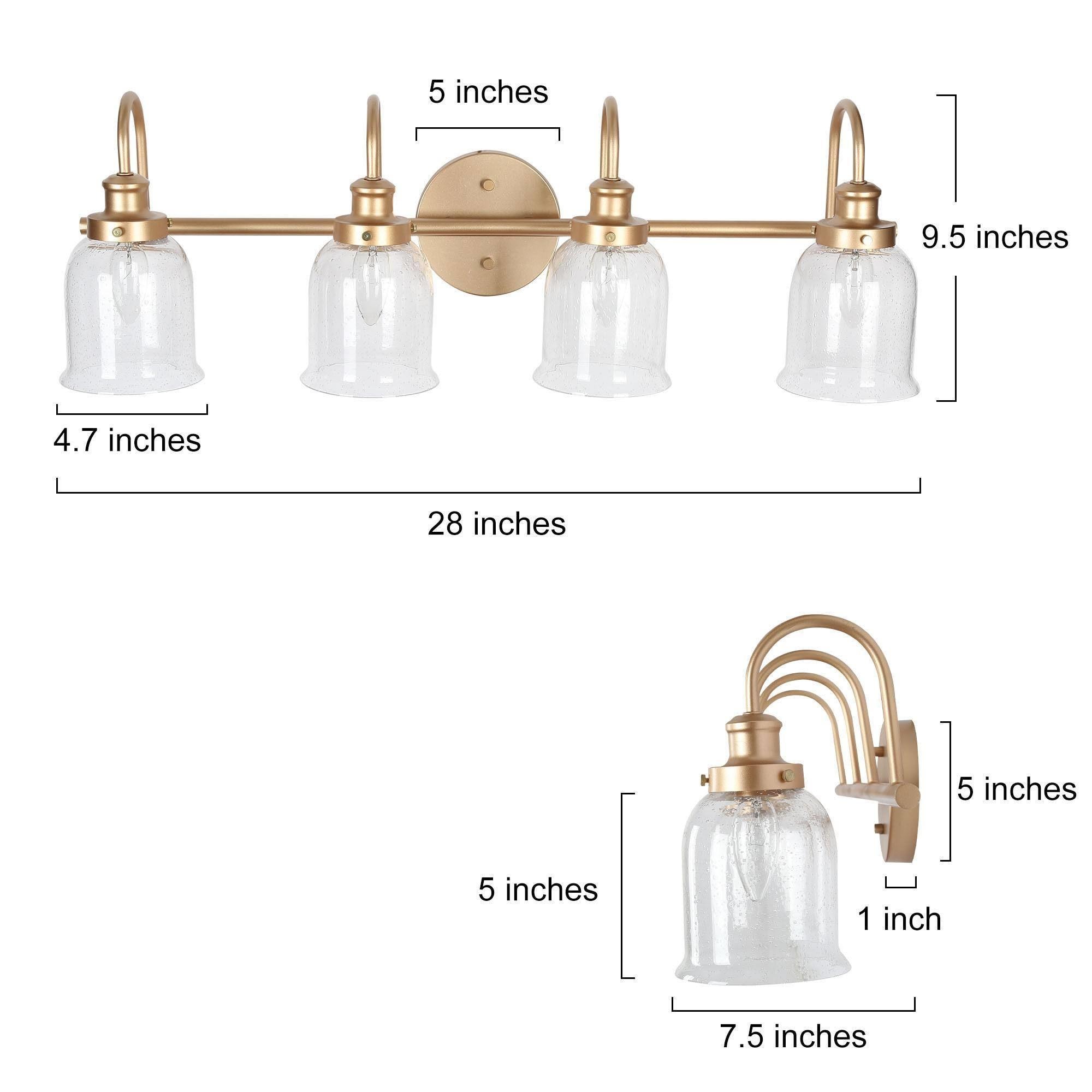 Uolfin 28-in 4 Light Multiple finishes Gold Modern/contemporary Bathroom Vanity light - Image 6