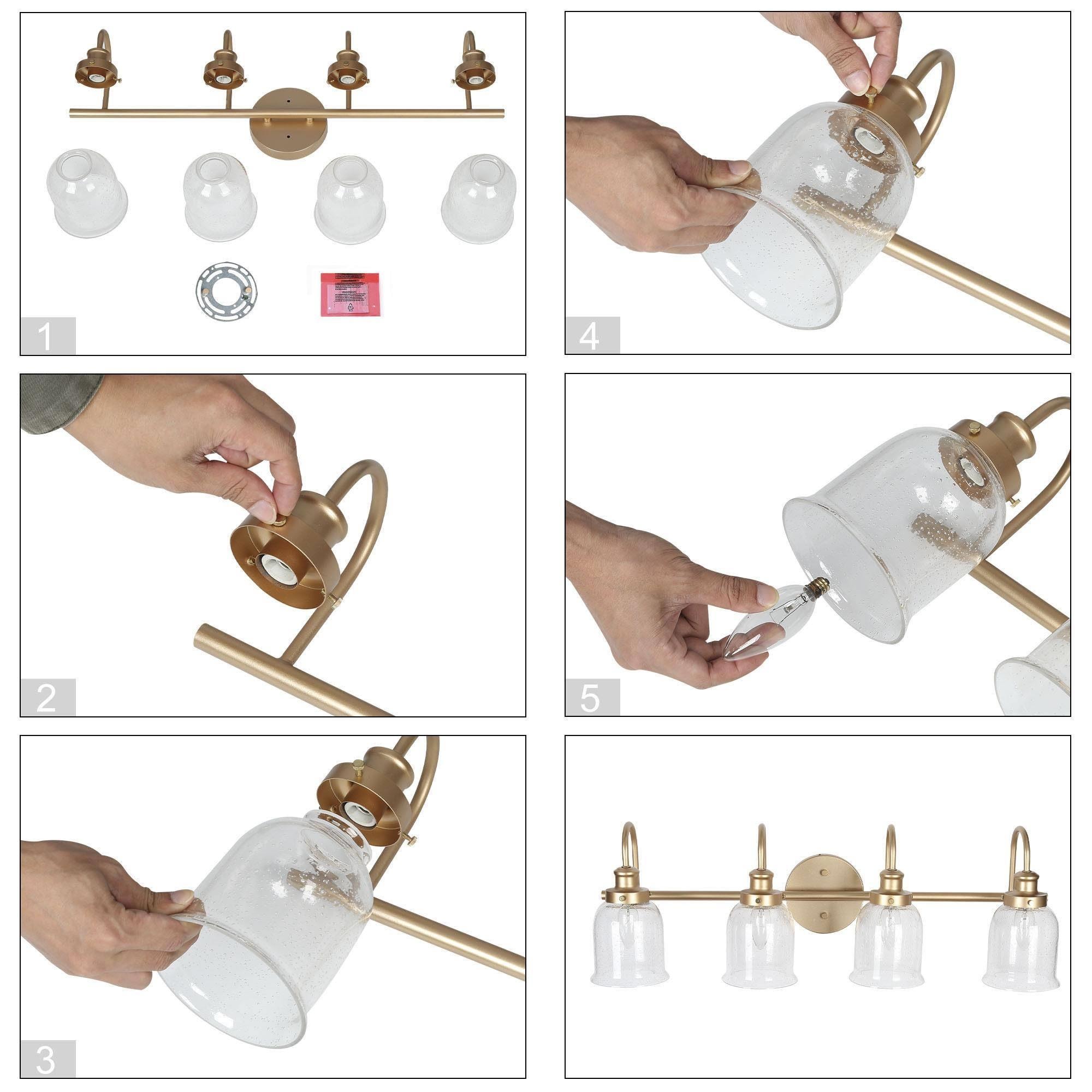 Uolfin 28-in 4 Light Multiple finishes Gold Modern/contemporary Bathroom Vanity light - Image 7