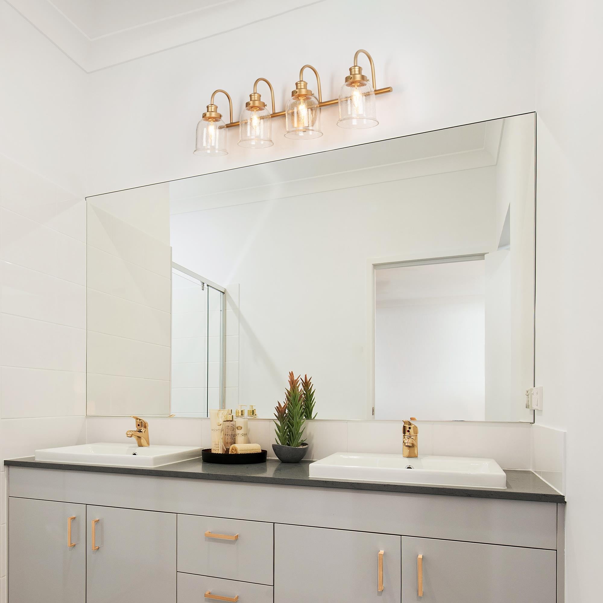 Uolfin 28-in 4 Light Multiple finishes Gold Modern/contemporary Bathroom Vanity light - Image 4