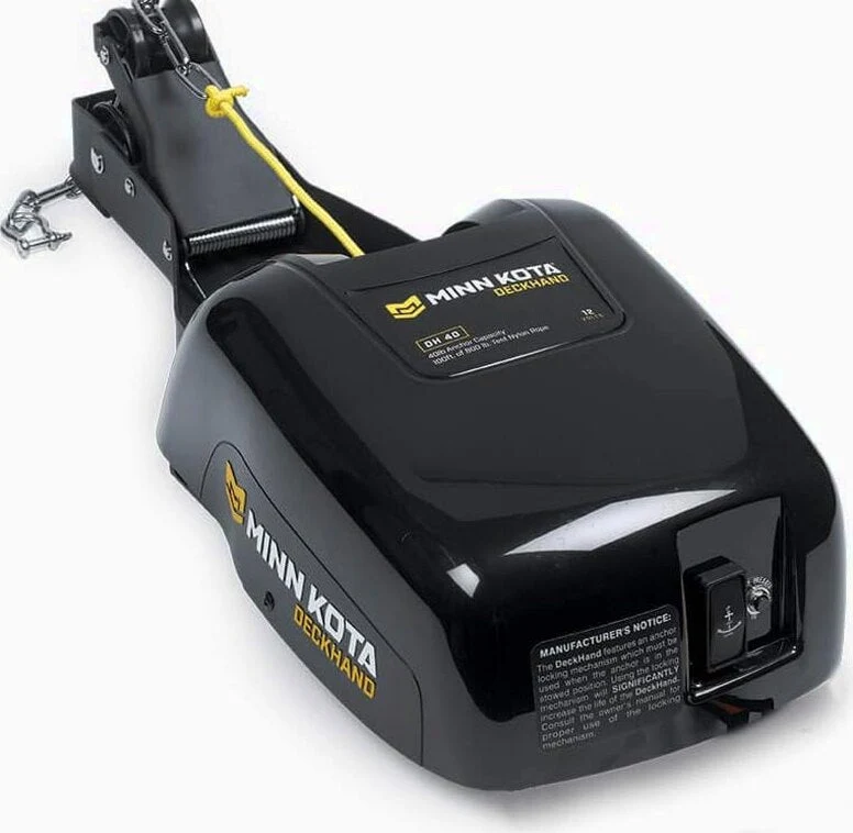 Minn Kota Deckhand 40 Electric Anchor Winch - 40 lb Capacity, 100 ft Nylon Rope, Horizontal Davit