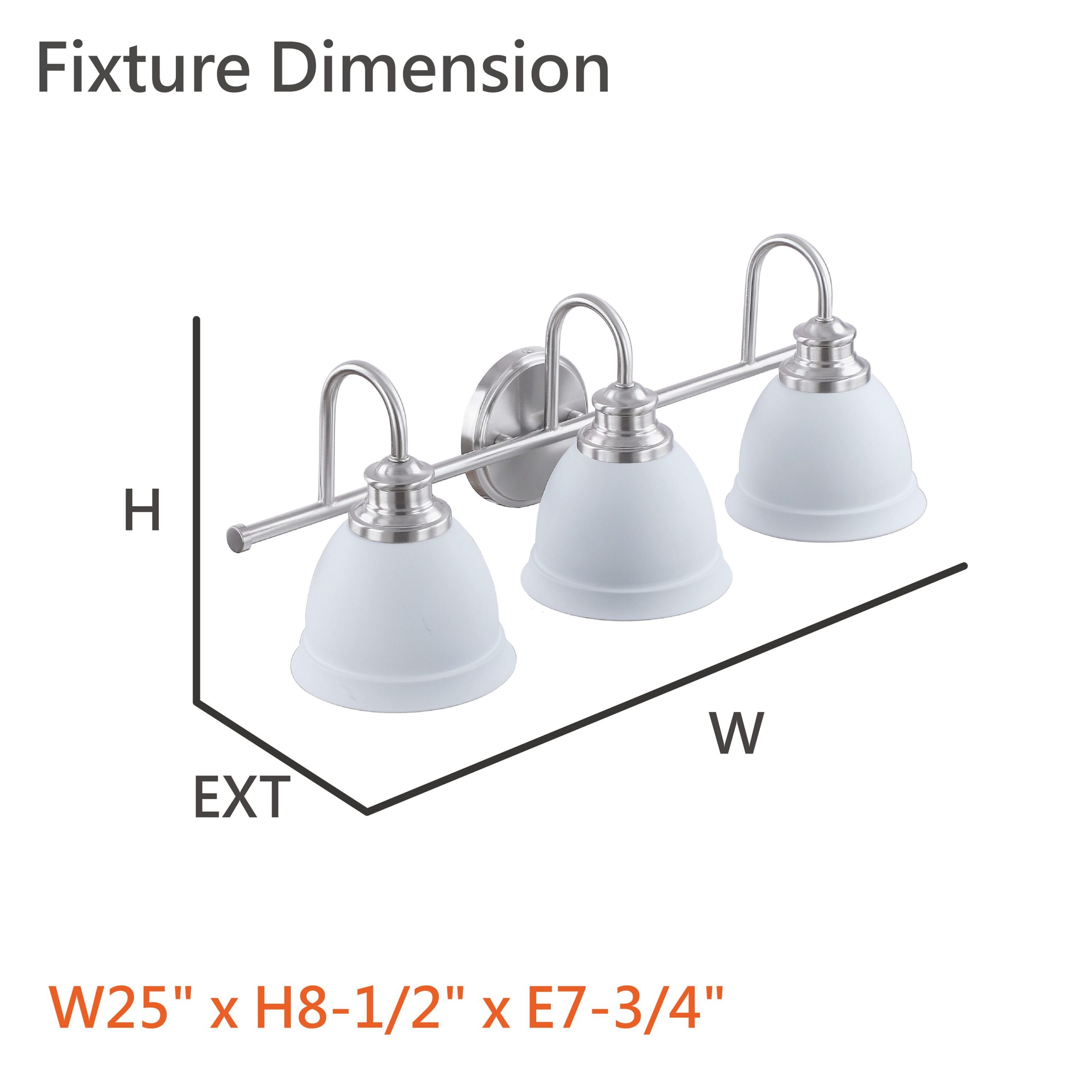 Aspen Creative Corporation 25-in 3 Light Satin Nickel Transitional Bathroom Vanity light - Image 11