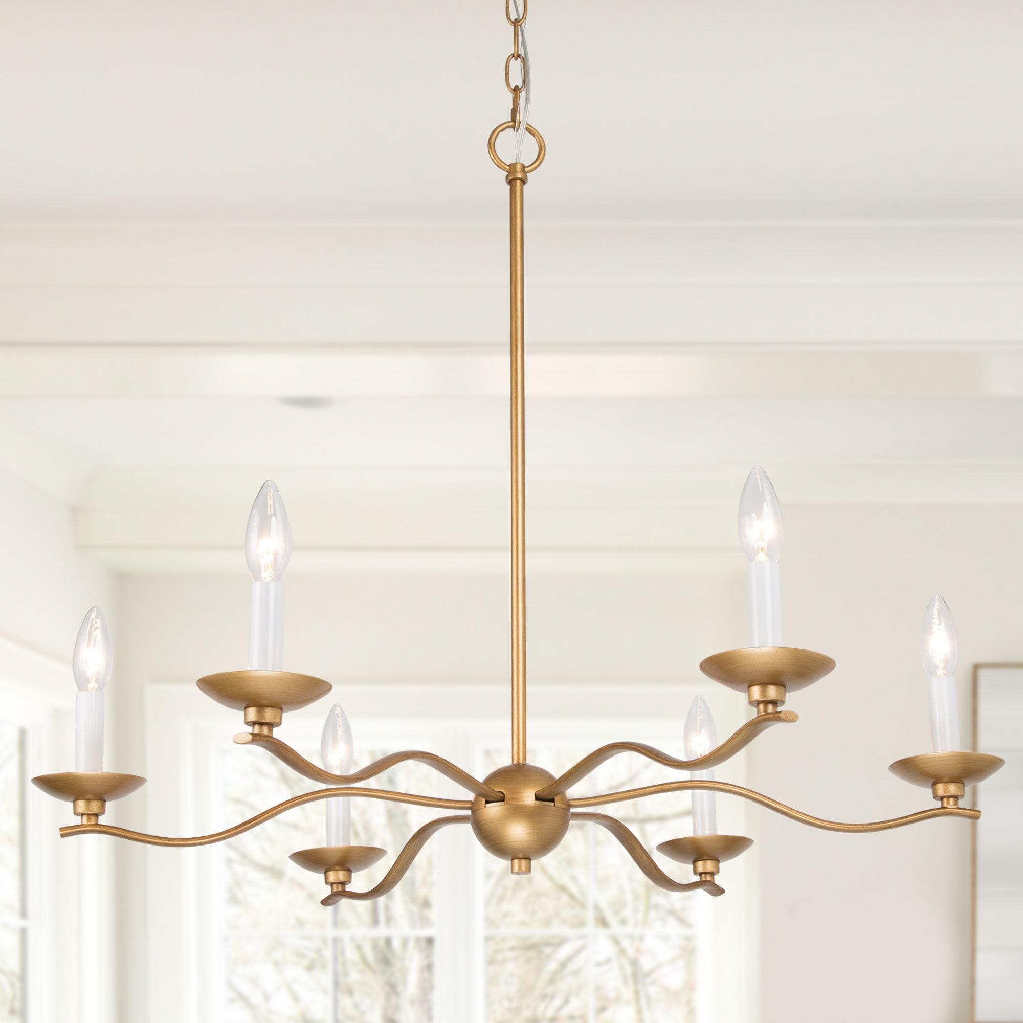 Uolfin 6 -Light Antique Gold Metal Iron Chandelier