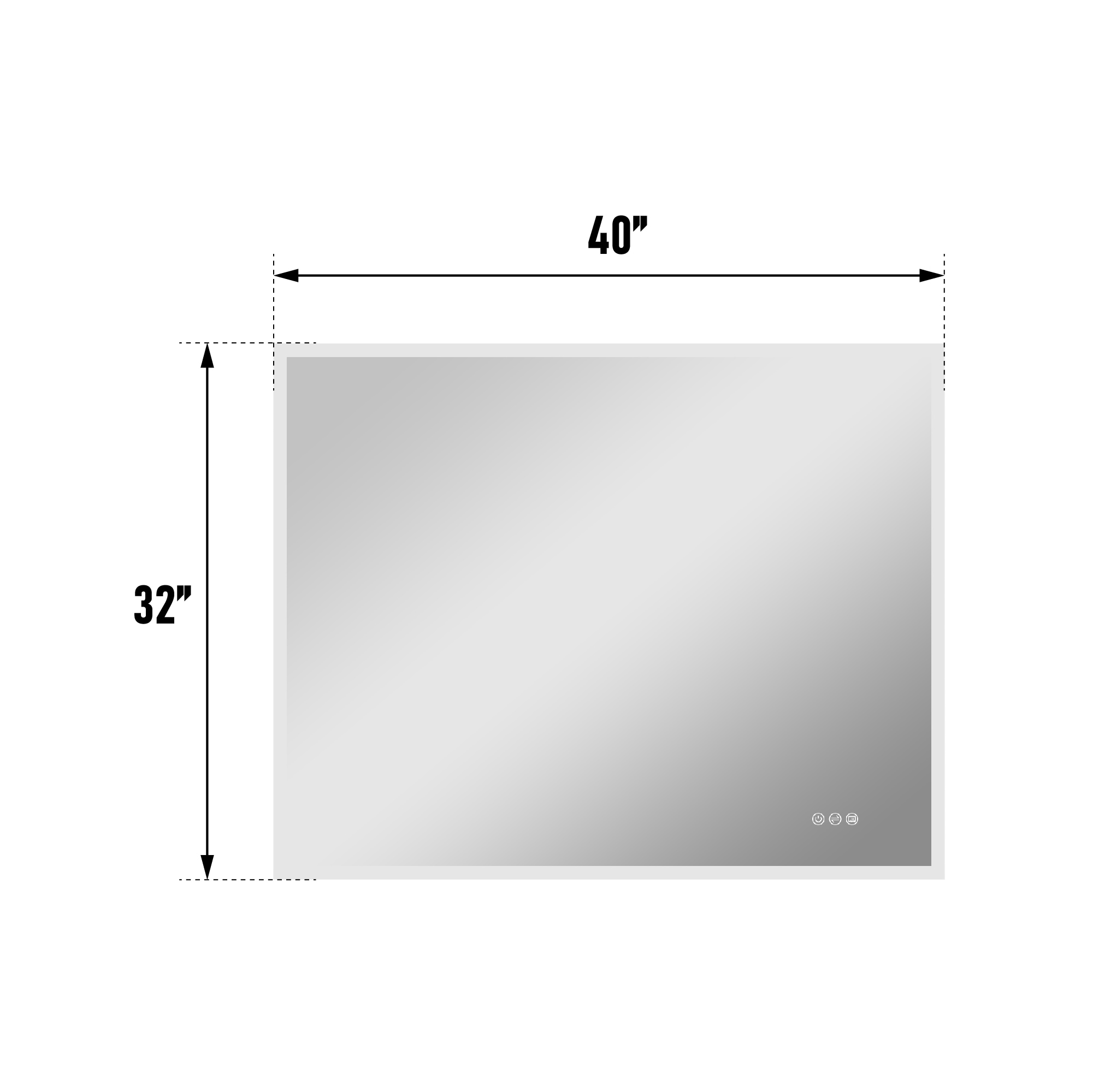 Forclover Acrylic-Illuminated LED 40-in x 32-in Polished Frameless Rectangle Dimmable LED Lighted Fog Free Bathroom Vanity Mirror ( White ) - Image 2