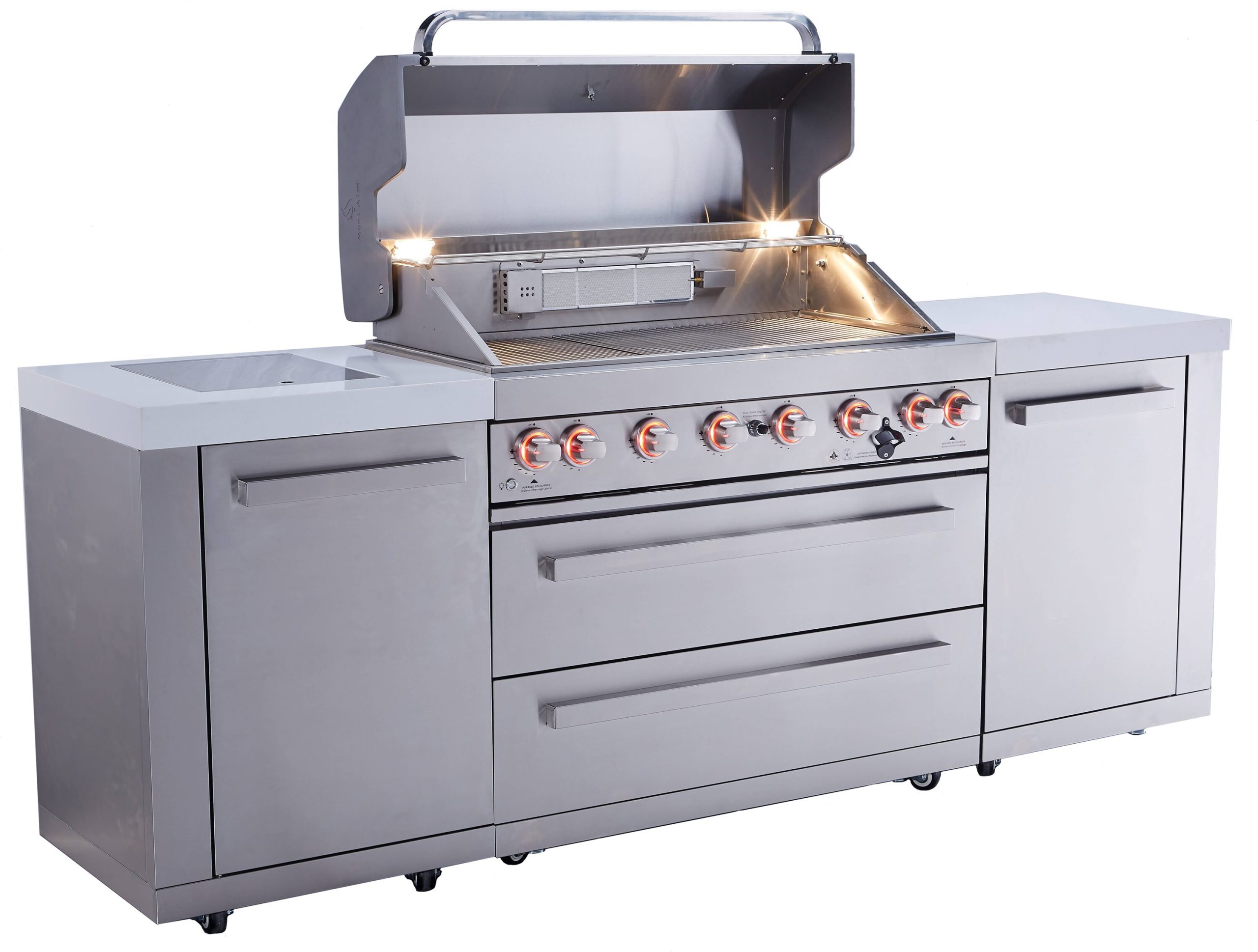 Mont Alpi 805 Original Series 94-in W Modular Outdoor Kitchen Grill island with 6 -Burners Gas Grill, 304 Marine Grade Stainless Steel - Image 2