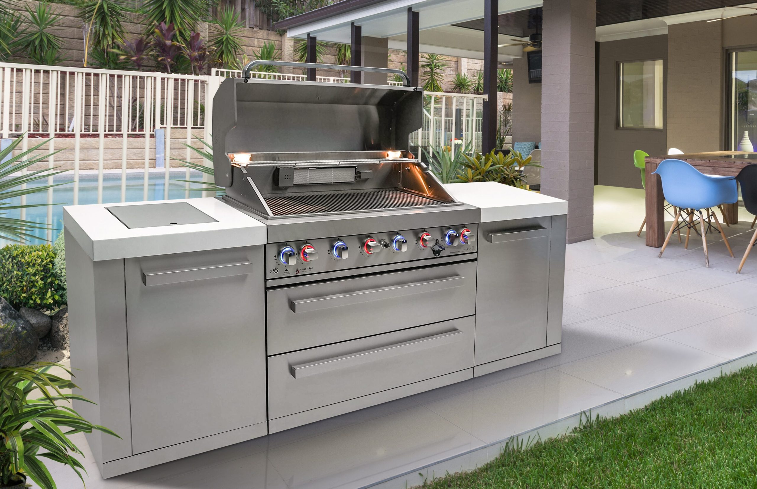 Mont Alpi 805 Original Series 94-in W Modular Outdoor Kitchen Grill island with 6 -Burners Gas Grill, 304 Marine Grade Stainless Steel - Image 7