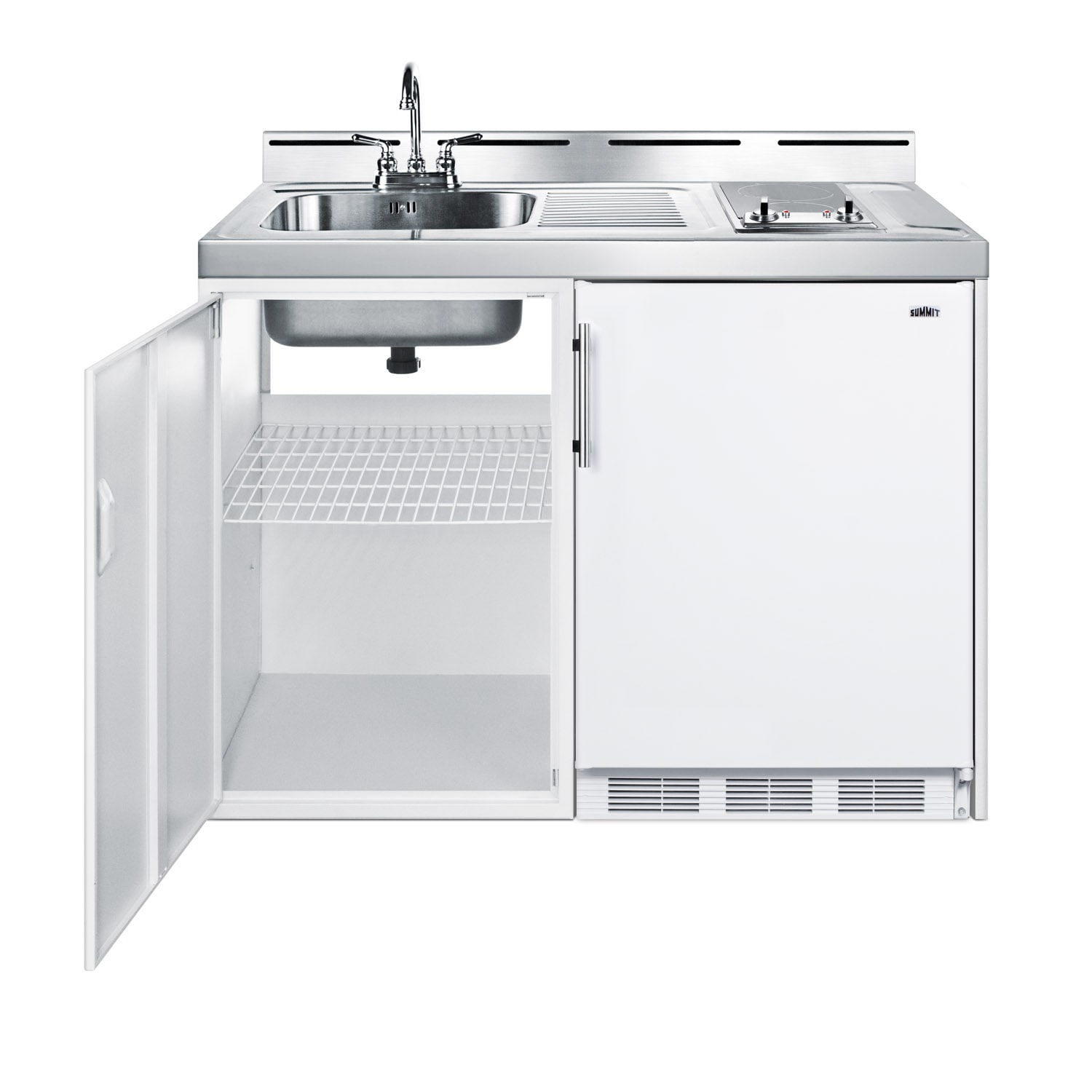 Summit Appliance 48-in Wide All-In-One Combination Kitchen with refrigerator/ freezer, sink, and 2 burners -zone Cooktop - Image 2