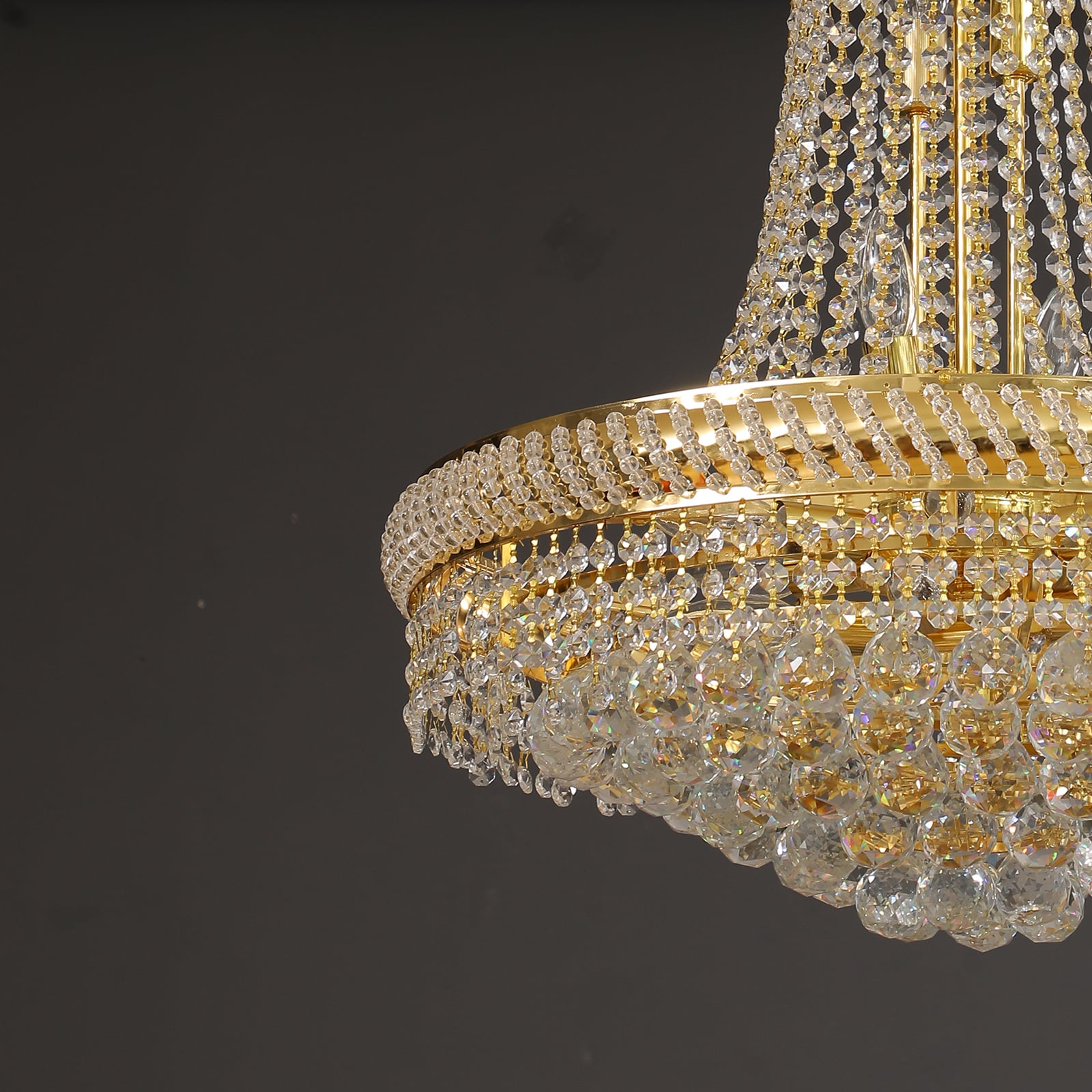 Oukaning 14 -Light Polished Gold Crystal Glass Chandelier - Image 7