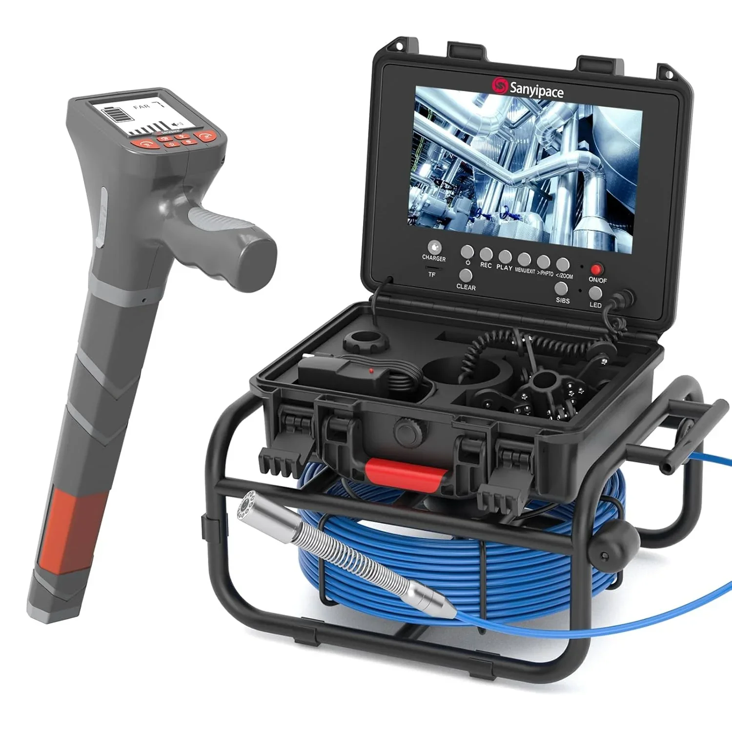 100ft Sewer Inspection Camera with 9" IPS Screen, 23mm HD Waterproof Pipe Camera, 5X Zoom, DVR Recording, Distance Counter, 16GB Card for Plumbing Inspection - Image 4
