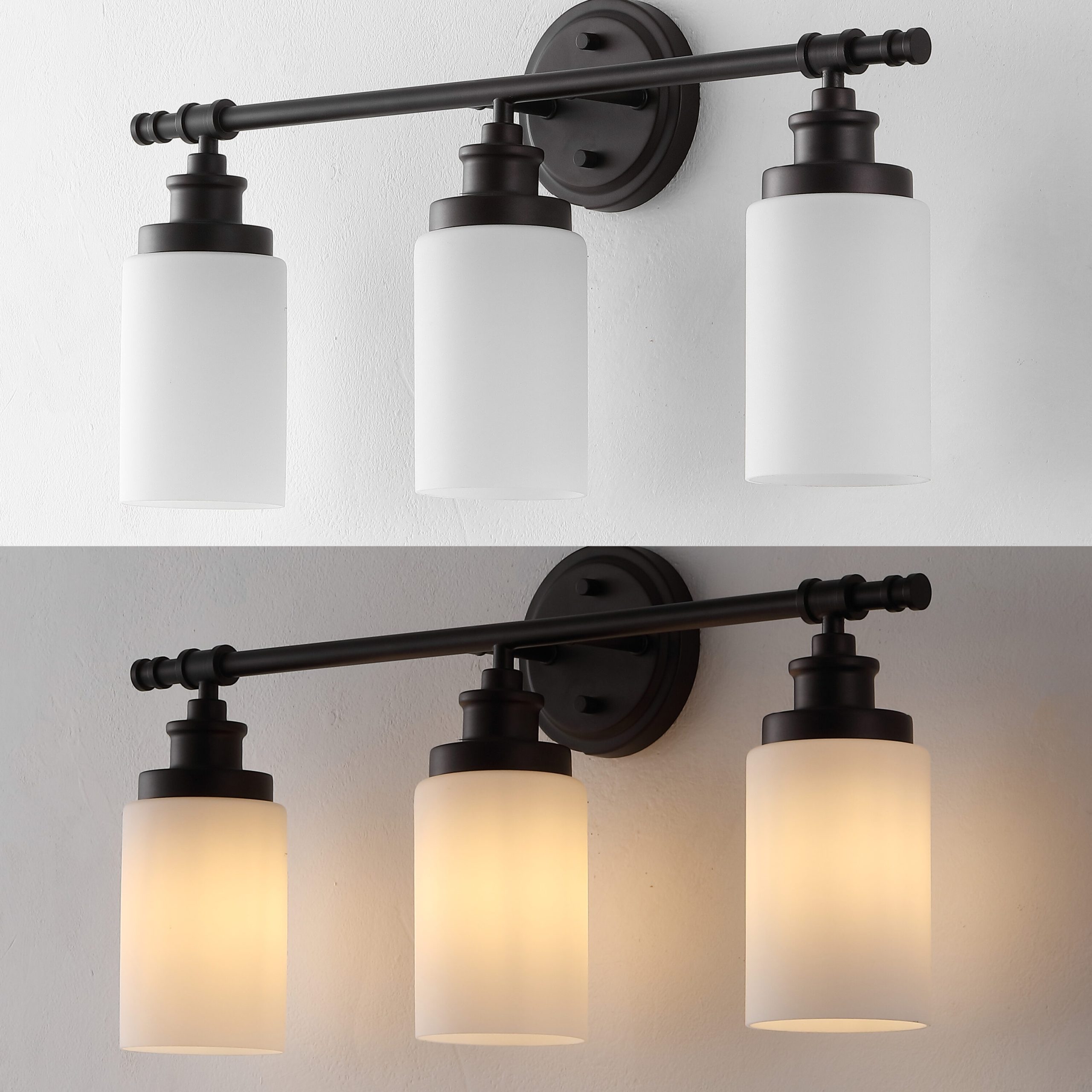 JONATHAN Y Egan Classic Cottage 5-Piece Vanity Light Set 23.25-in 3 Light Oil-rubbed Black French country/cottage Bathroom Vanity light - Image 6